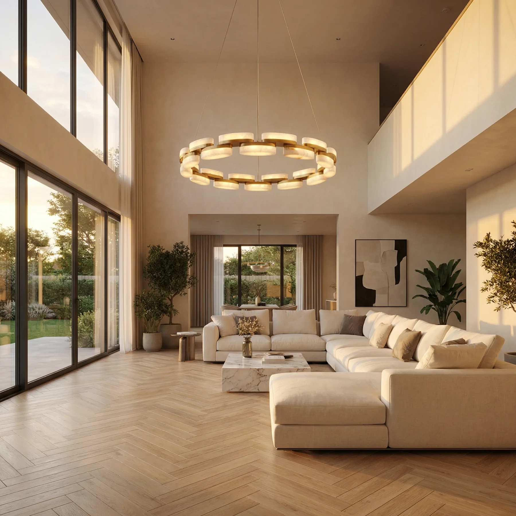 Luminous Alabaster Ring Chandelier image 3