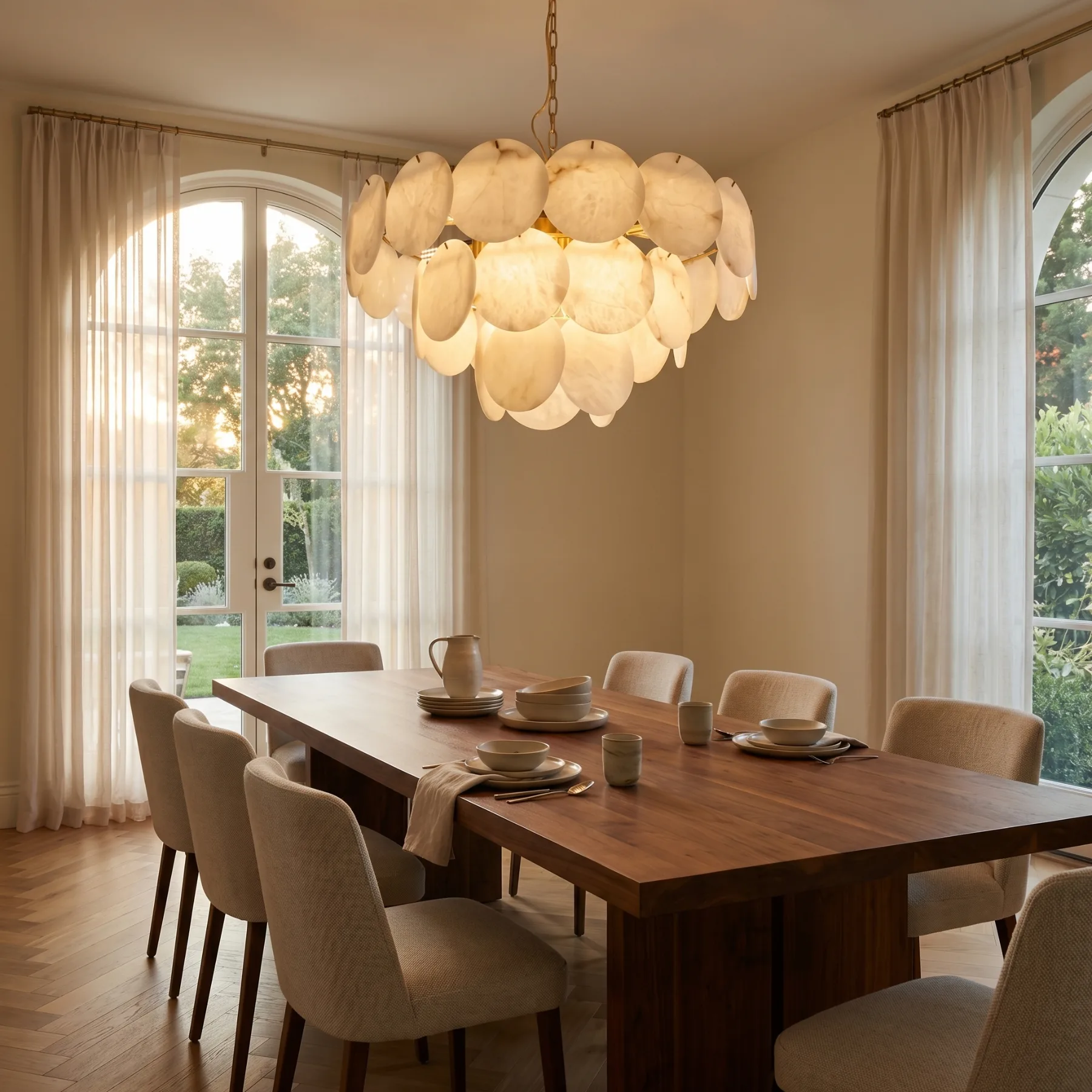 Luminous Alabaster Disc Chandelier image 4