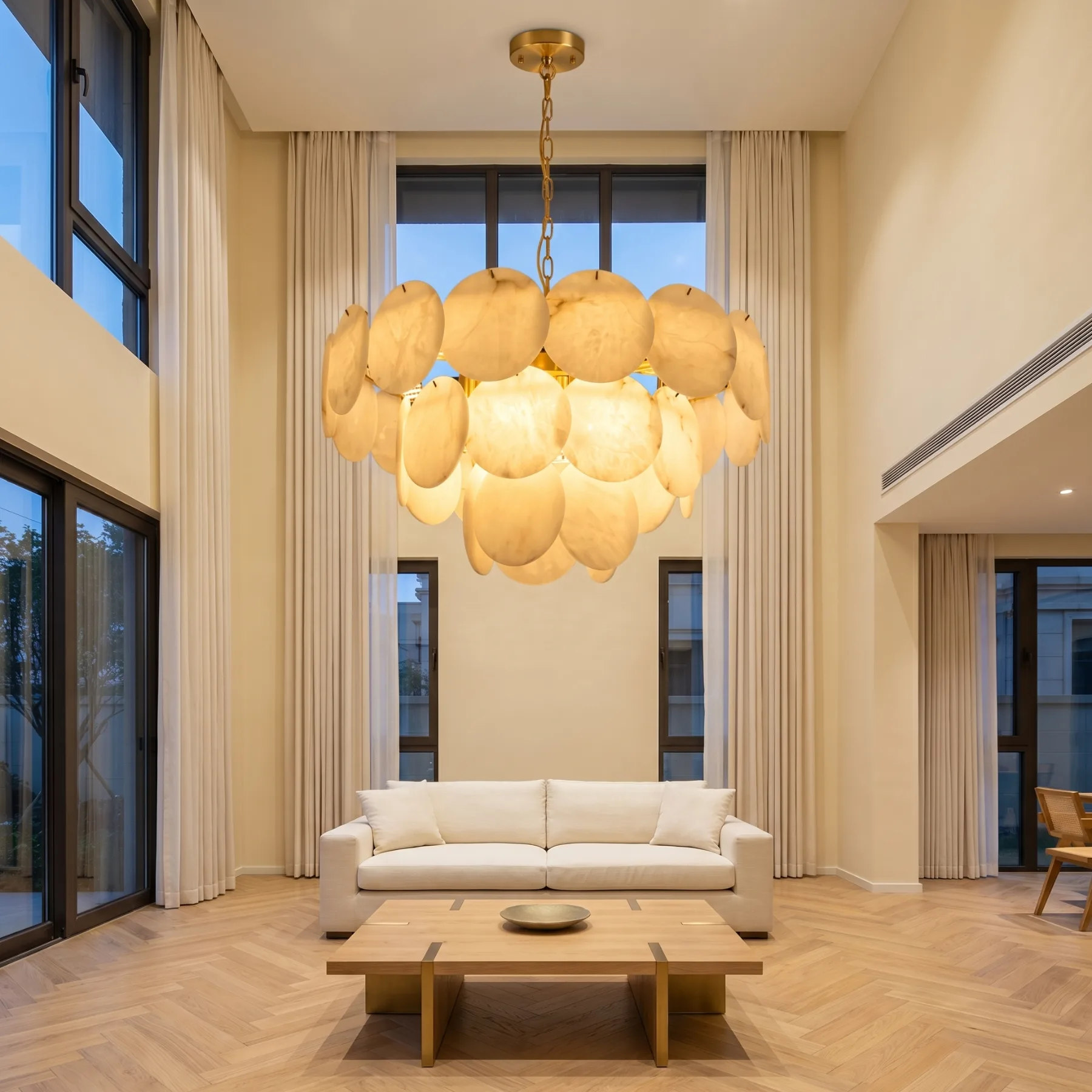 Luminous Alabaster Disc Chandelier image 3