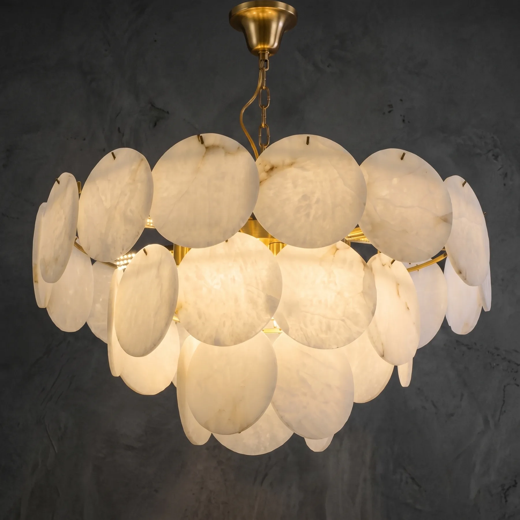 Luminous Alabaster Disc Chandelier custom chandeliers