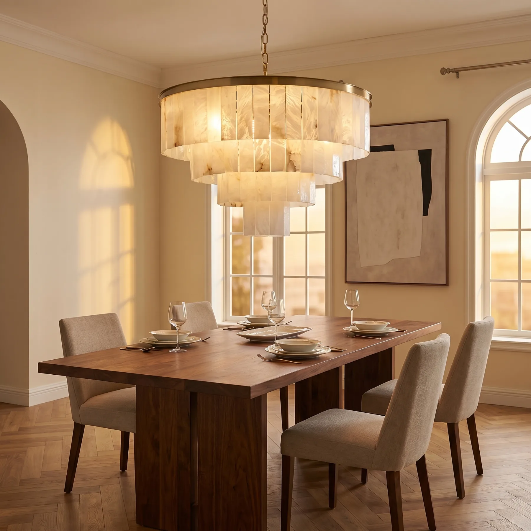Luminous Alabaster Tier Chandelier image 4