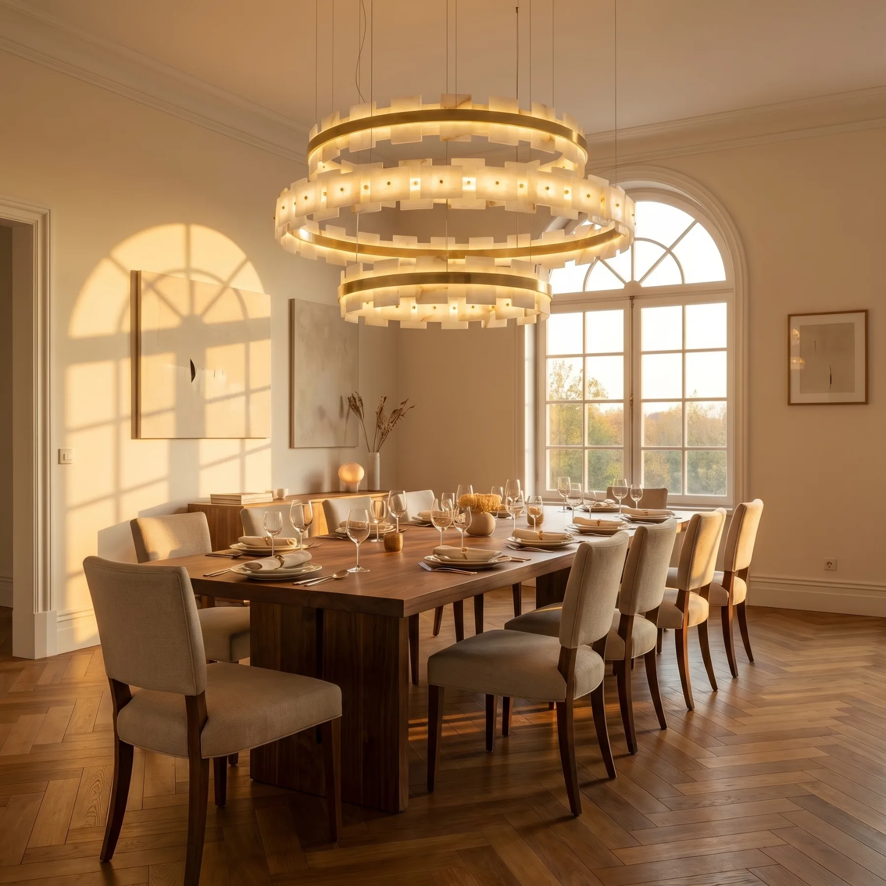 Luminous Alabaster Ring Chandelier image 4
