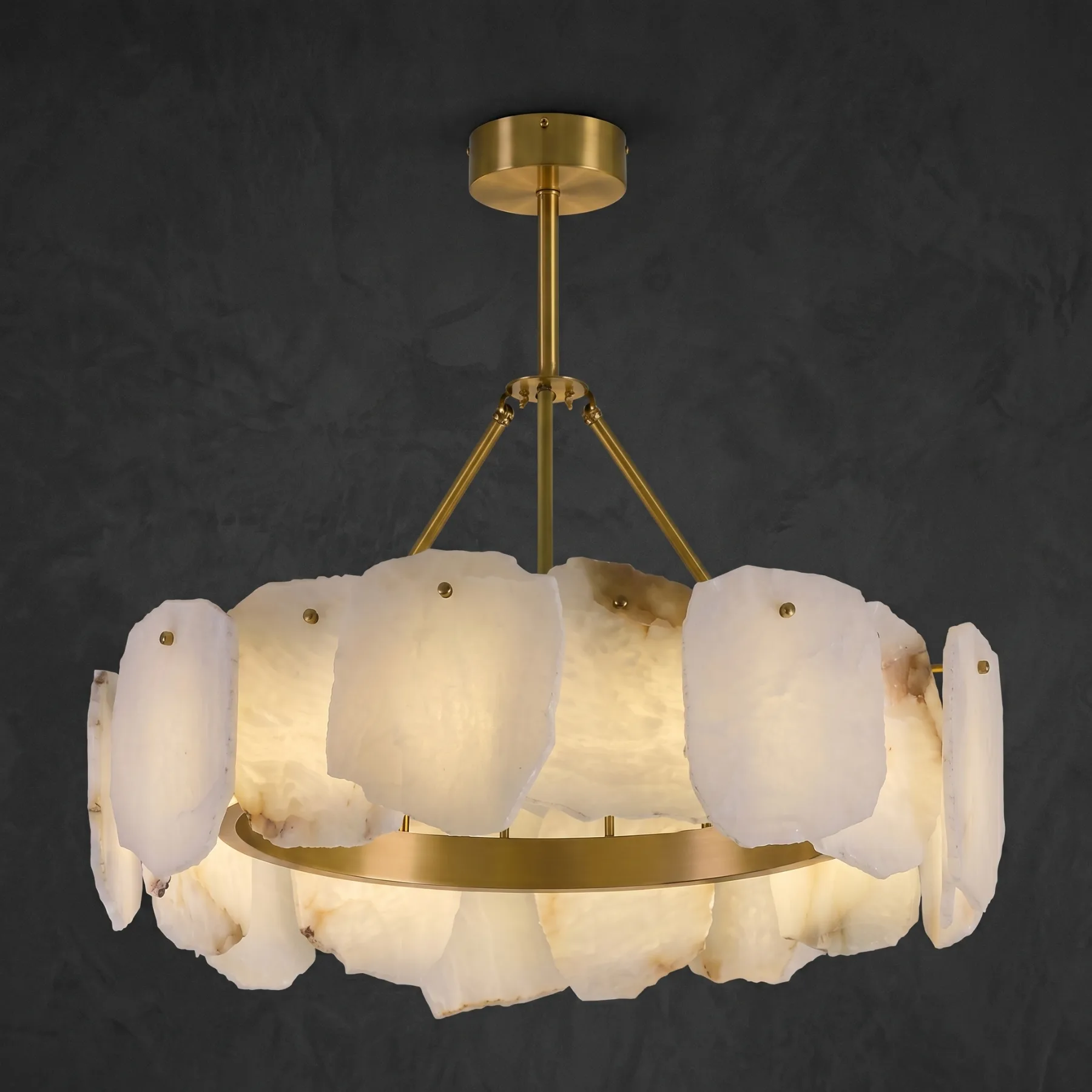 Gilded Alabaster Ring Chandelier custom chandeliers
