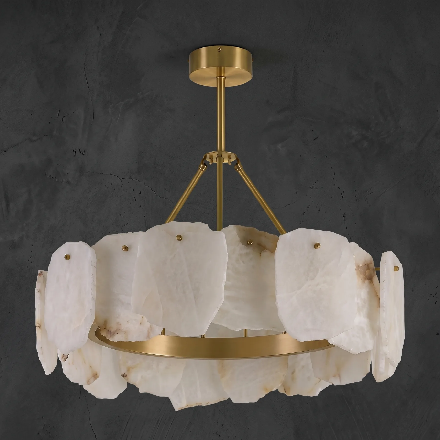 Gilded Alabaster Ring Chandelier image 2
