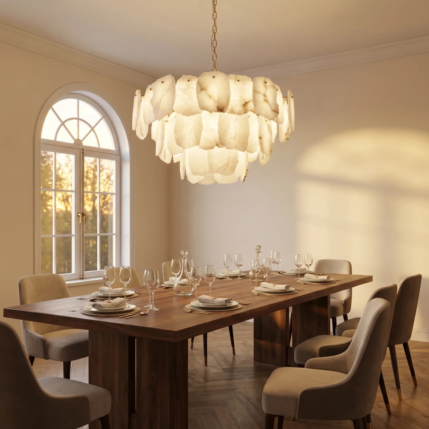 Luminous Alabaster Tiered Chandelier image 4