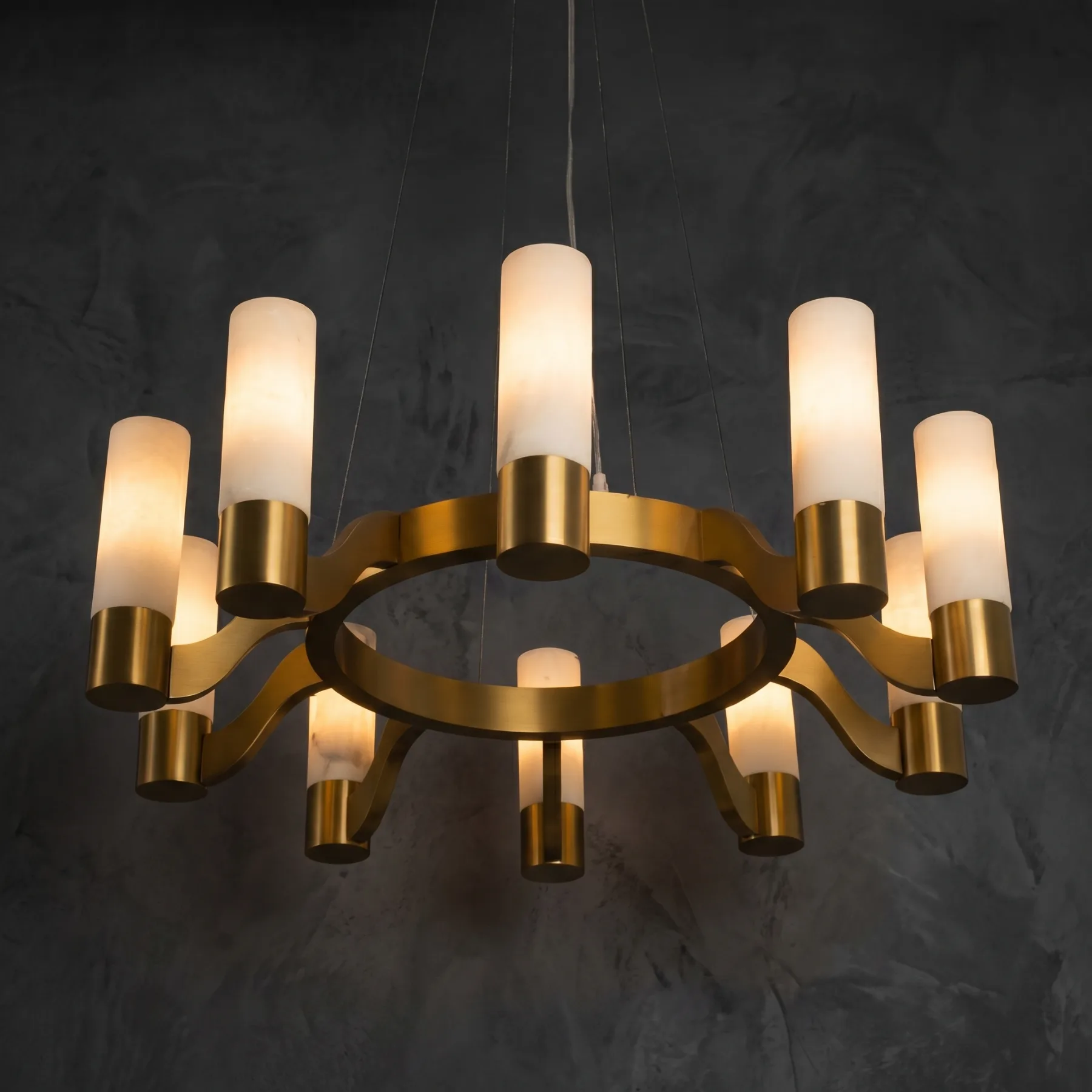 Gilded Frosted Glass Ring Chandelier custom chandeliers