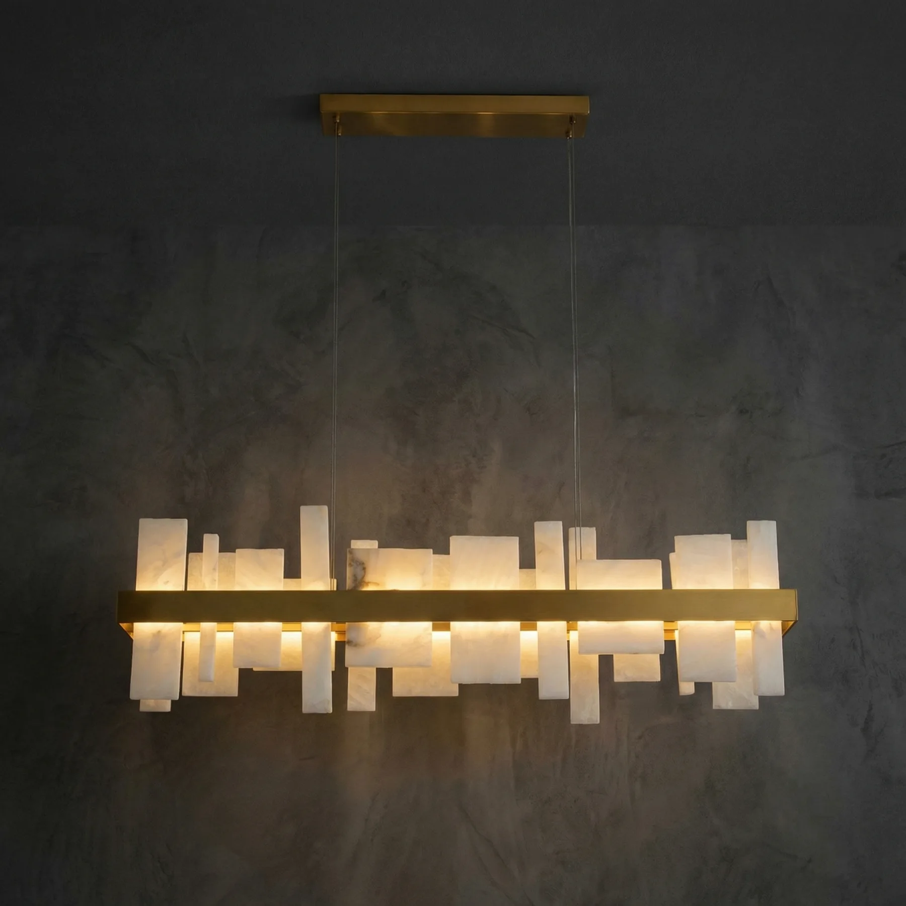 Stratified Alabaster Linear Chandelier custom chandeliers