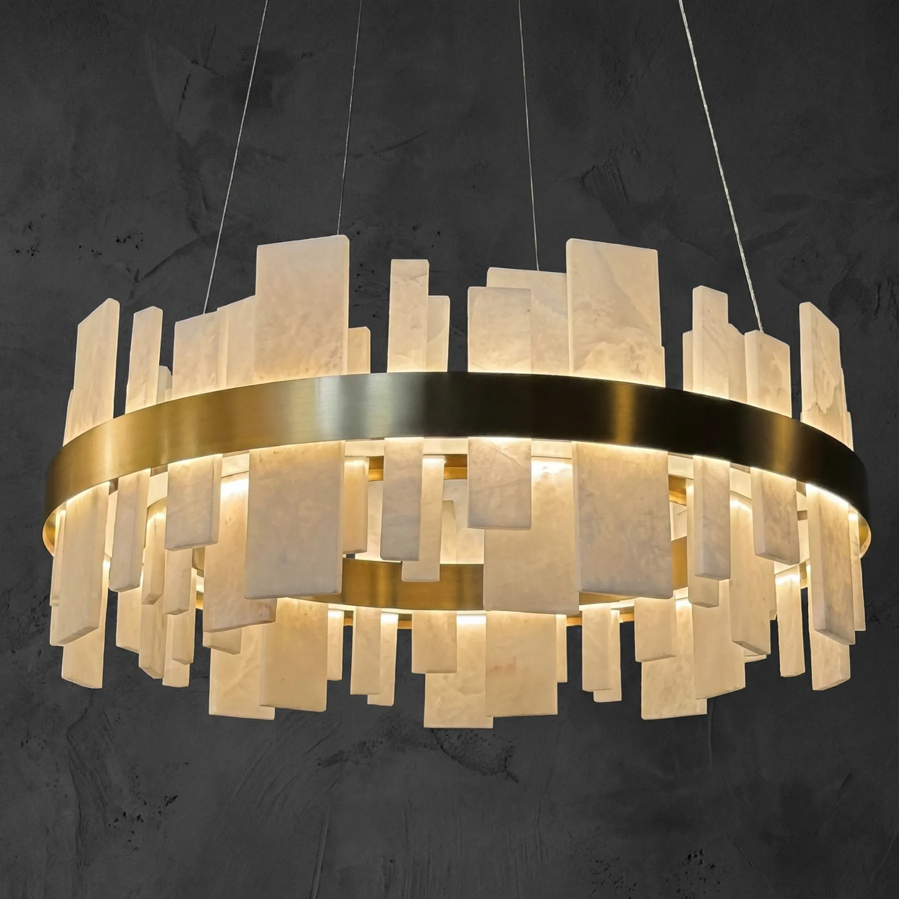 Gilded Alabaster Ring Chandelier custom chandeliers