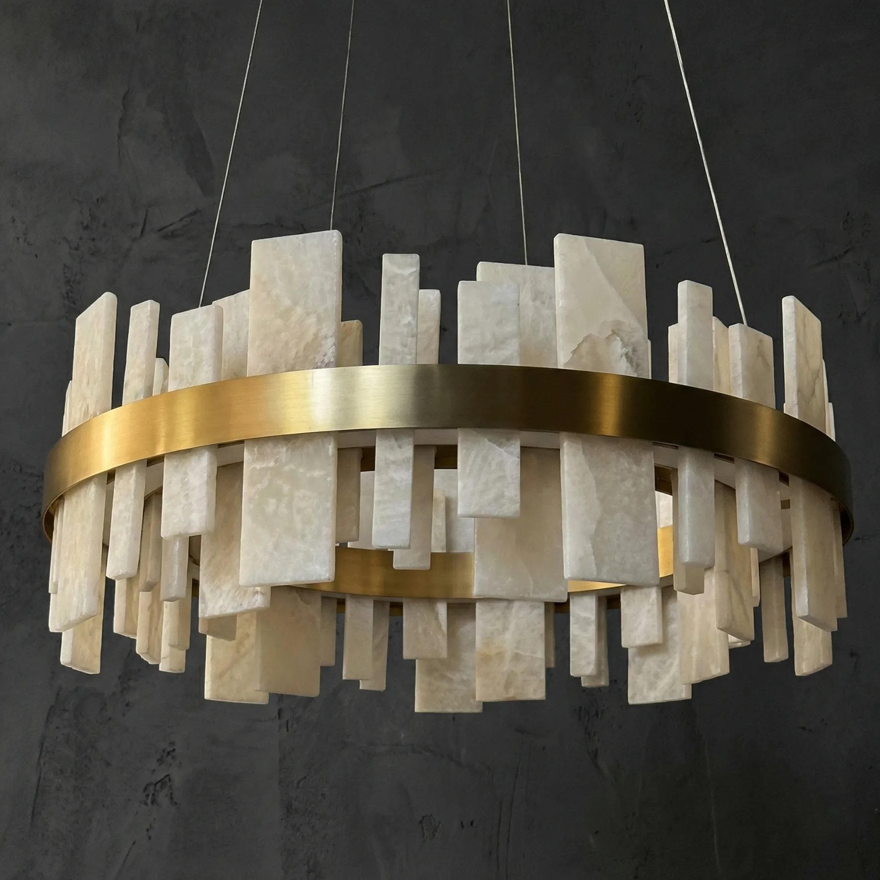 Gilded Alabaster Ring Chandelier image 2