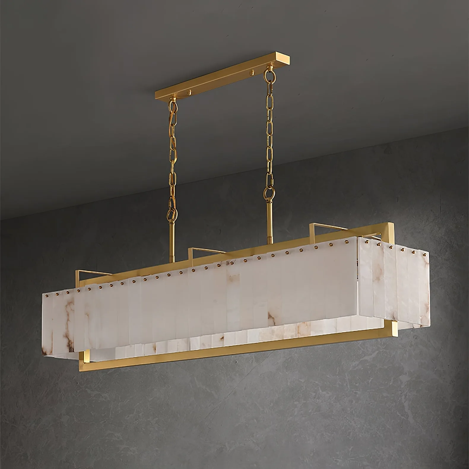 Luminous Alabaster Linear Chandelier custom chandeliers