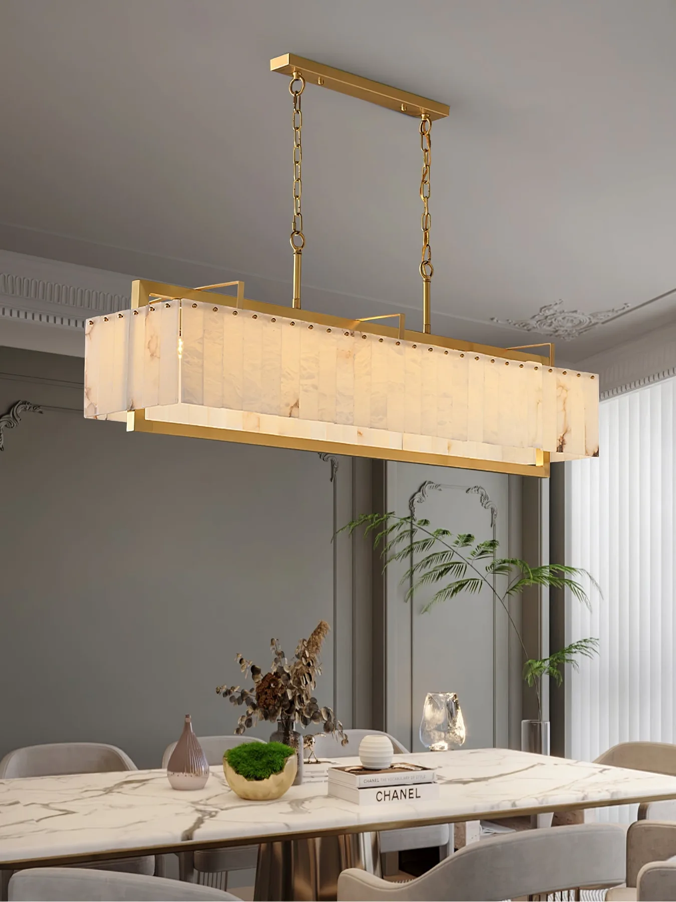 Luminous Alabaster Linear Chandelier image 7