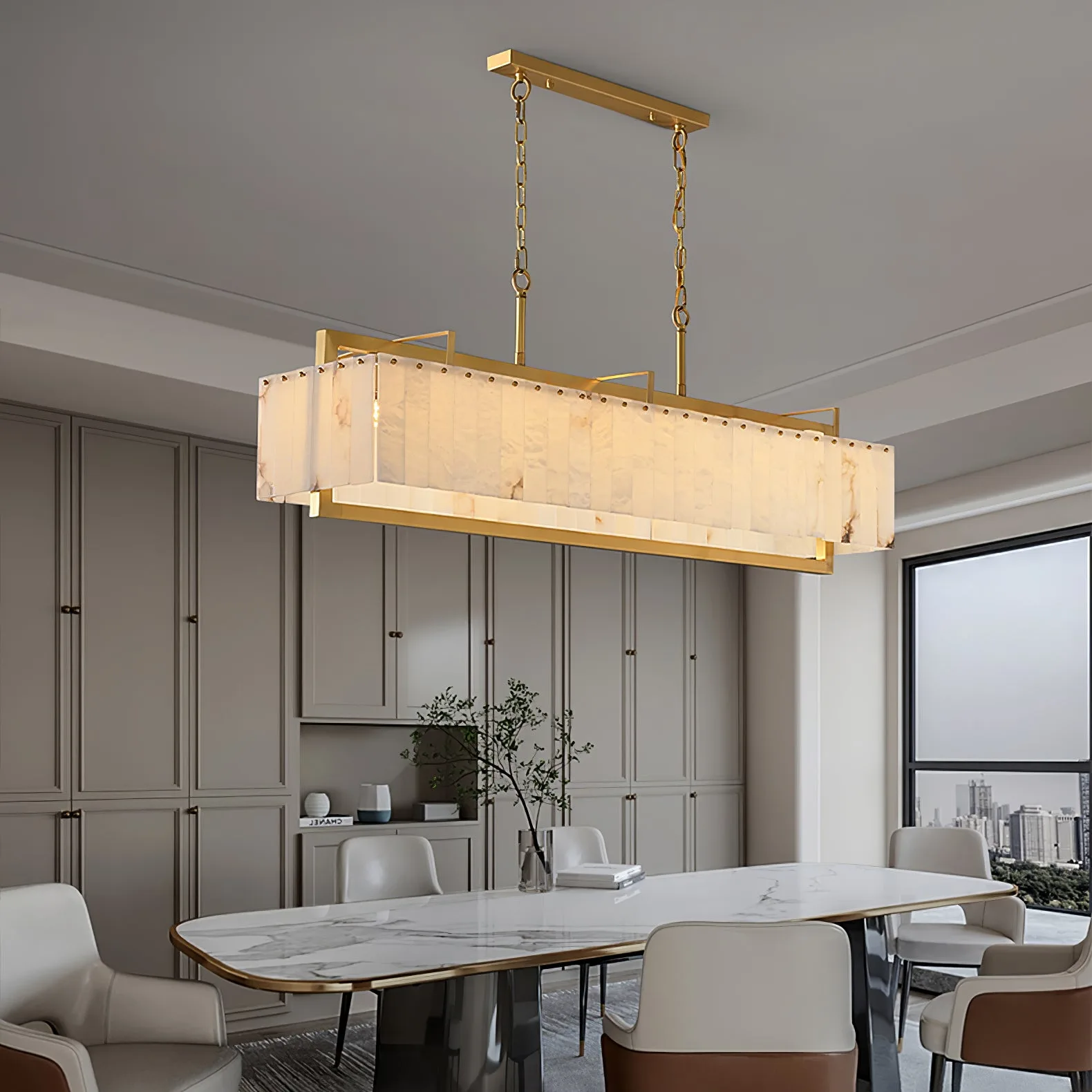 Luminous Alabaster Linear Chandelier image 4