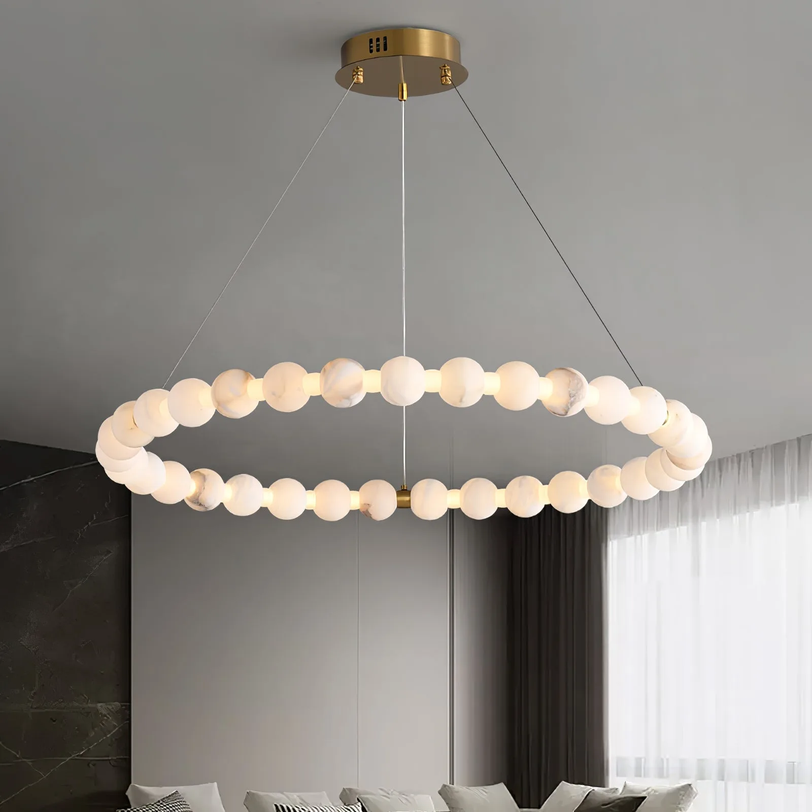 Luminous Alabaster Halo Chandelier image 2