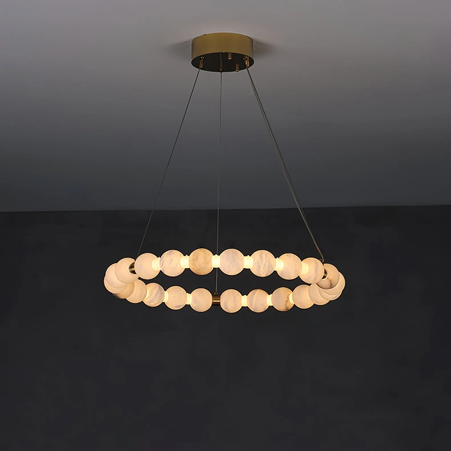 Luminous Alabaster Halo Chandelier custom chandeliers