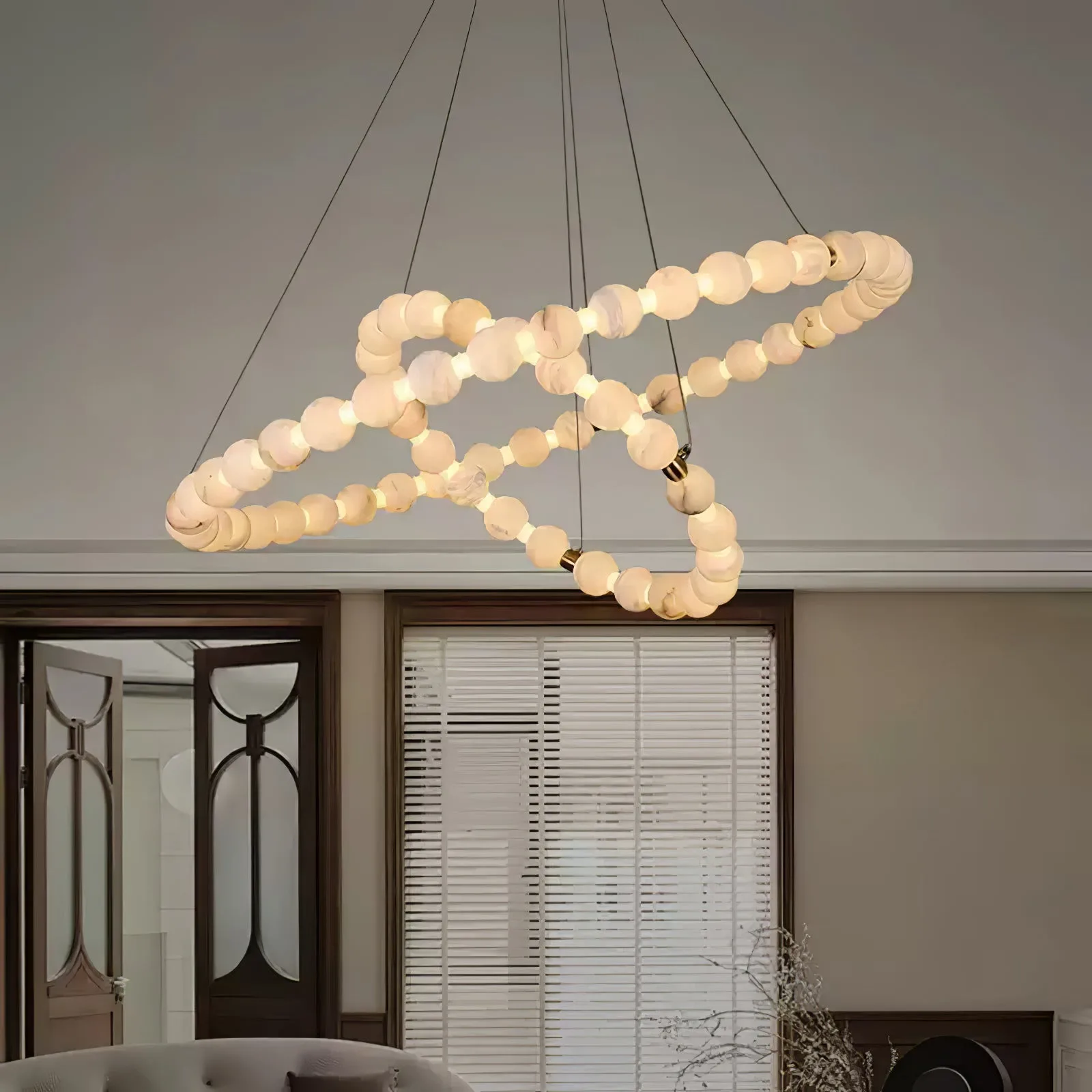 Sculptural Alabaster Ring Chandelier image 2