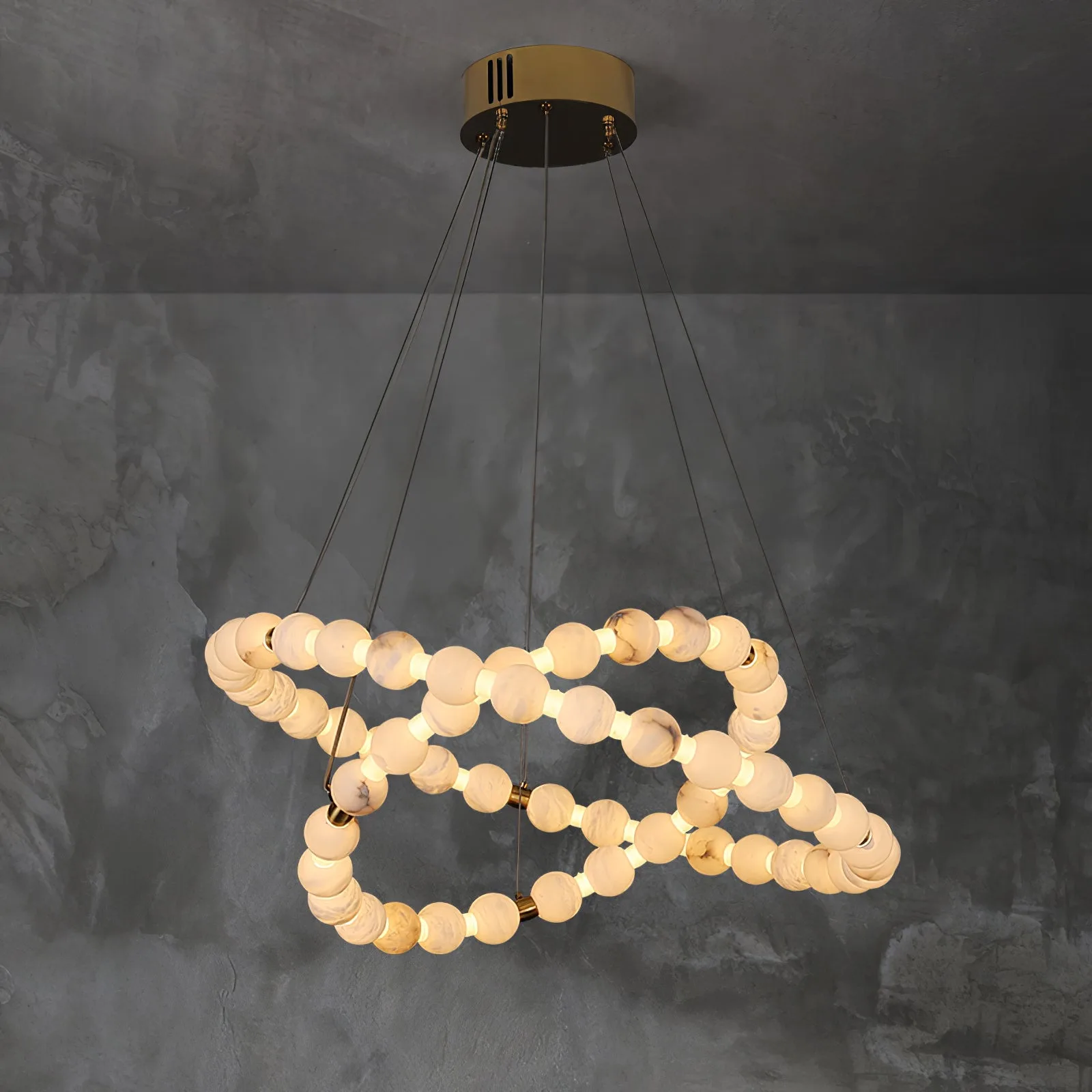 Sculptural Alabaster Ring Chandelier custom chandeliers