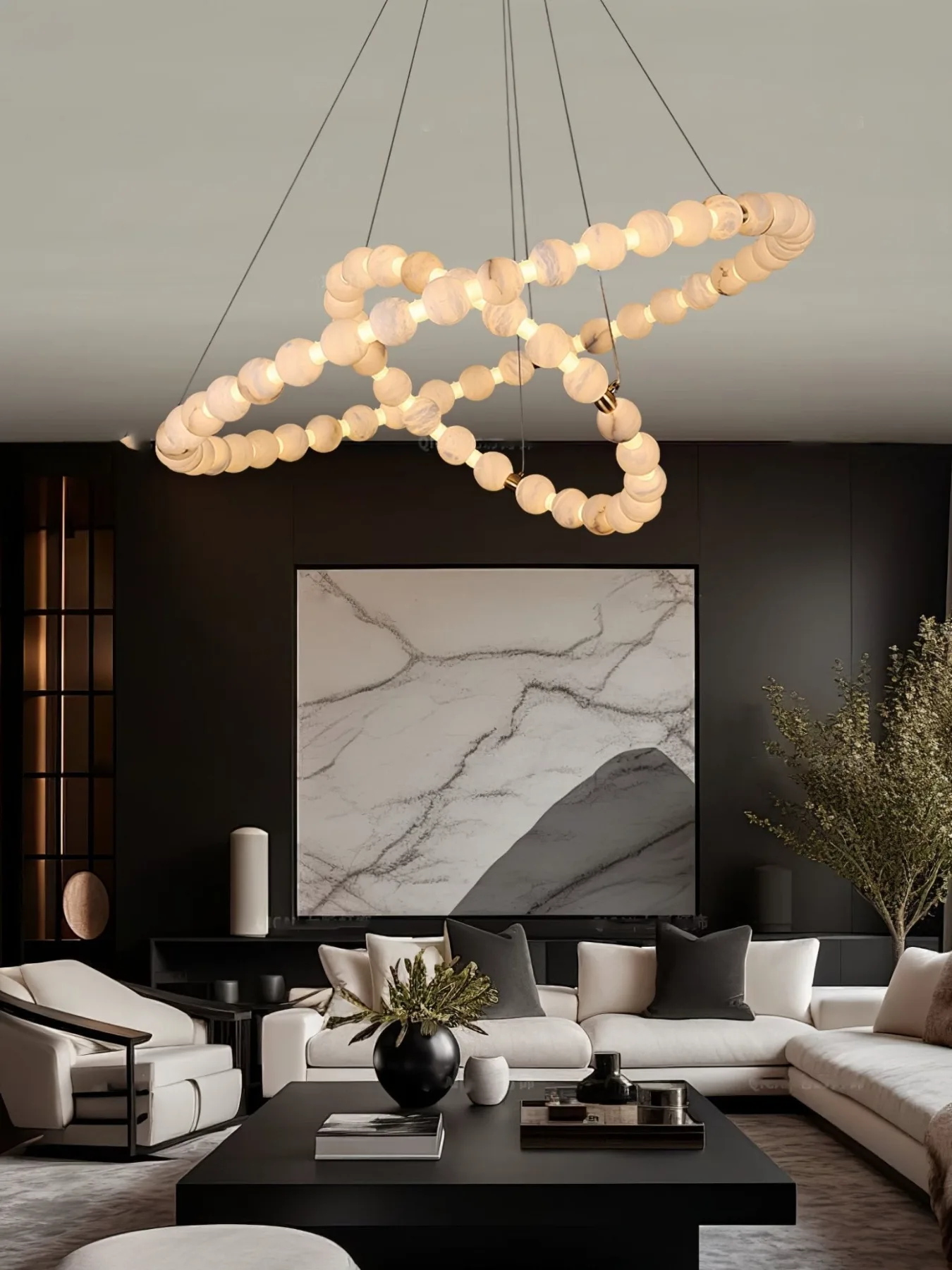 Sculptural Alabaster Ring Chandelier image 5