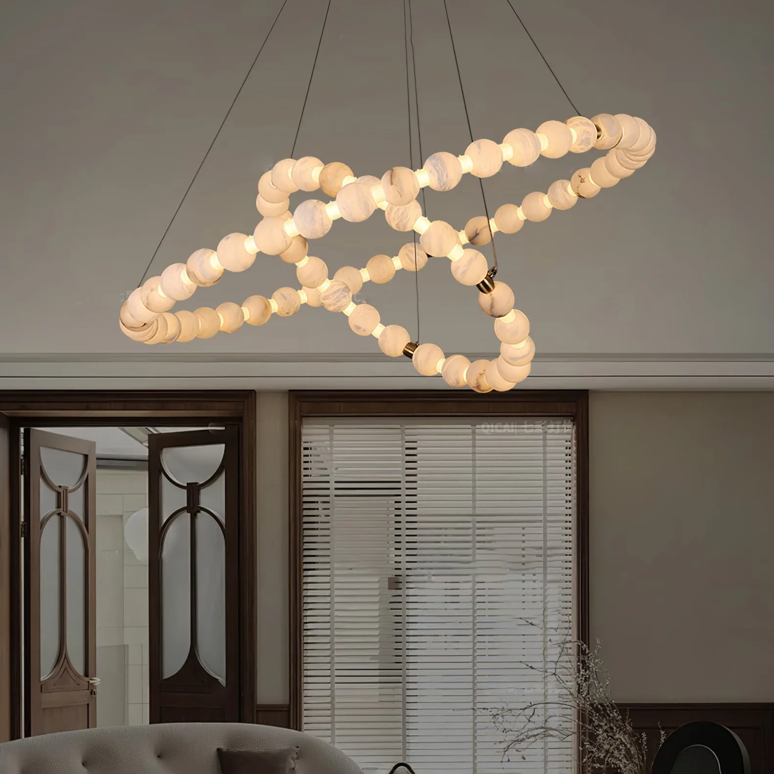 Sculptural Alabaster Ring Chandelier image 4