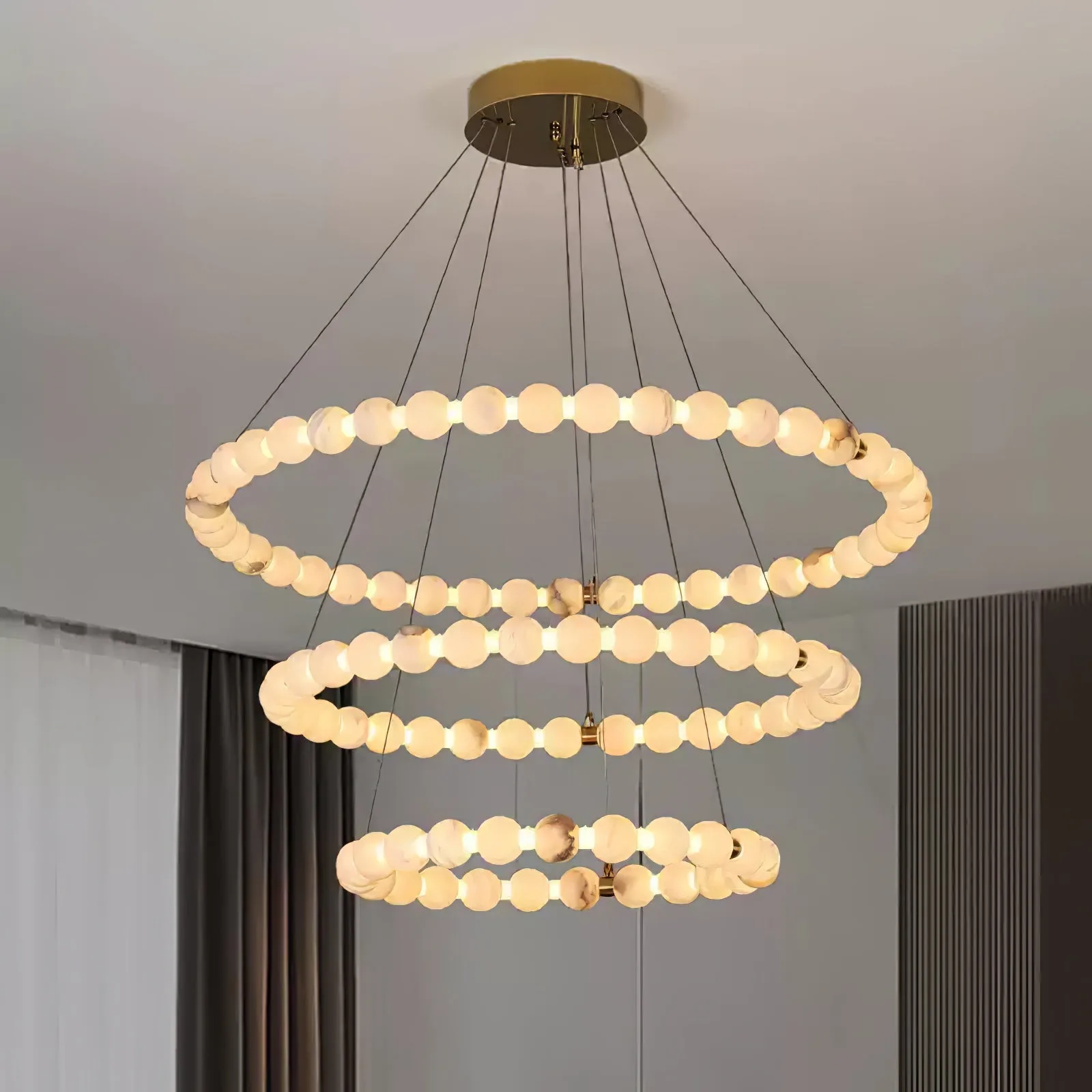 Luminous Pearl Alabaster Ring Chandelier image 3