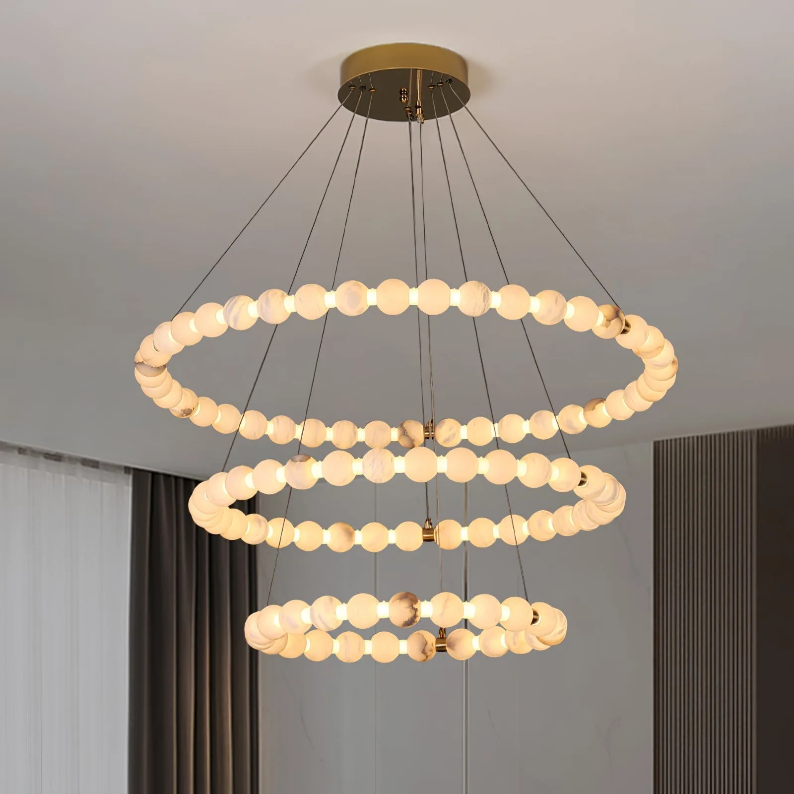 Luminous Pearl Alabaster Ring Chandelier image 2