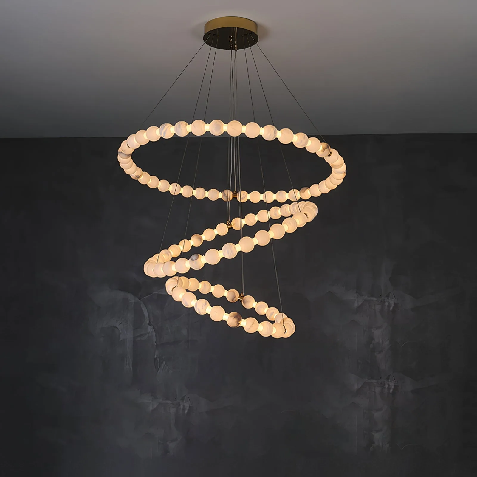 Luminous Pearl Alabaster Ring Chandelier image 4