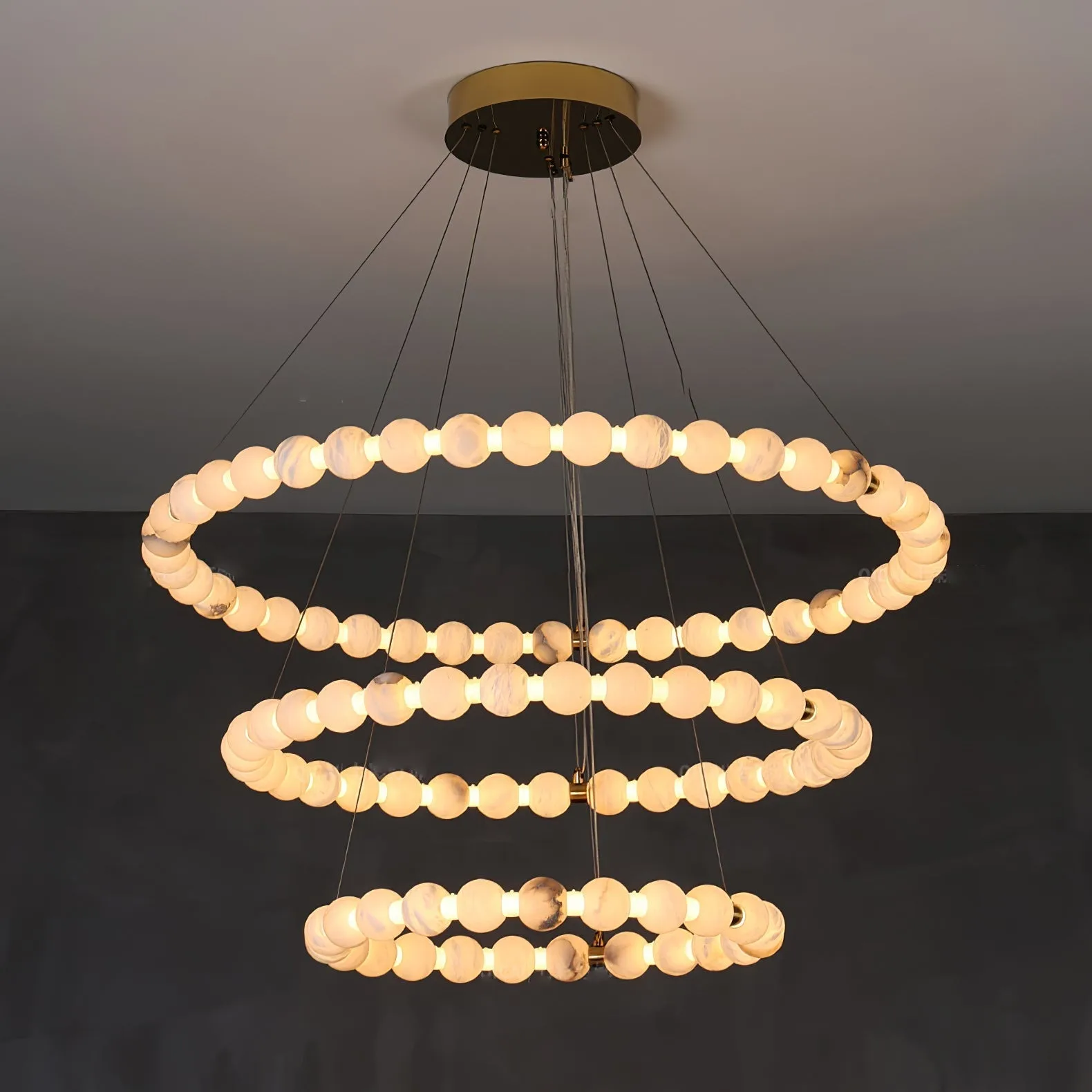 Luminous Pearl Alabaster Ring Chandelier custom chandeliers