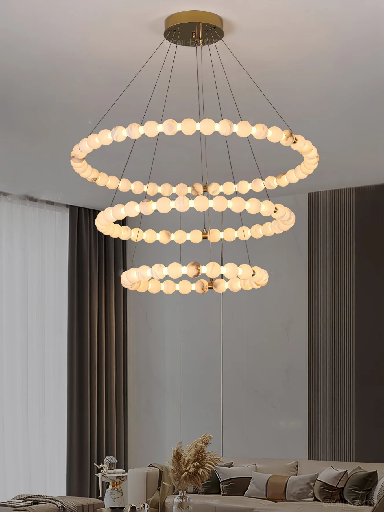 Luminous Pearl Alabaster Ring Chandelier image 5