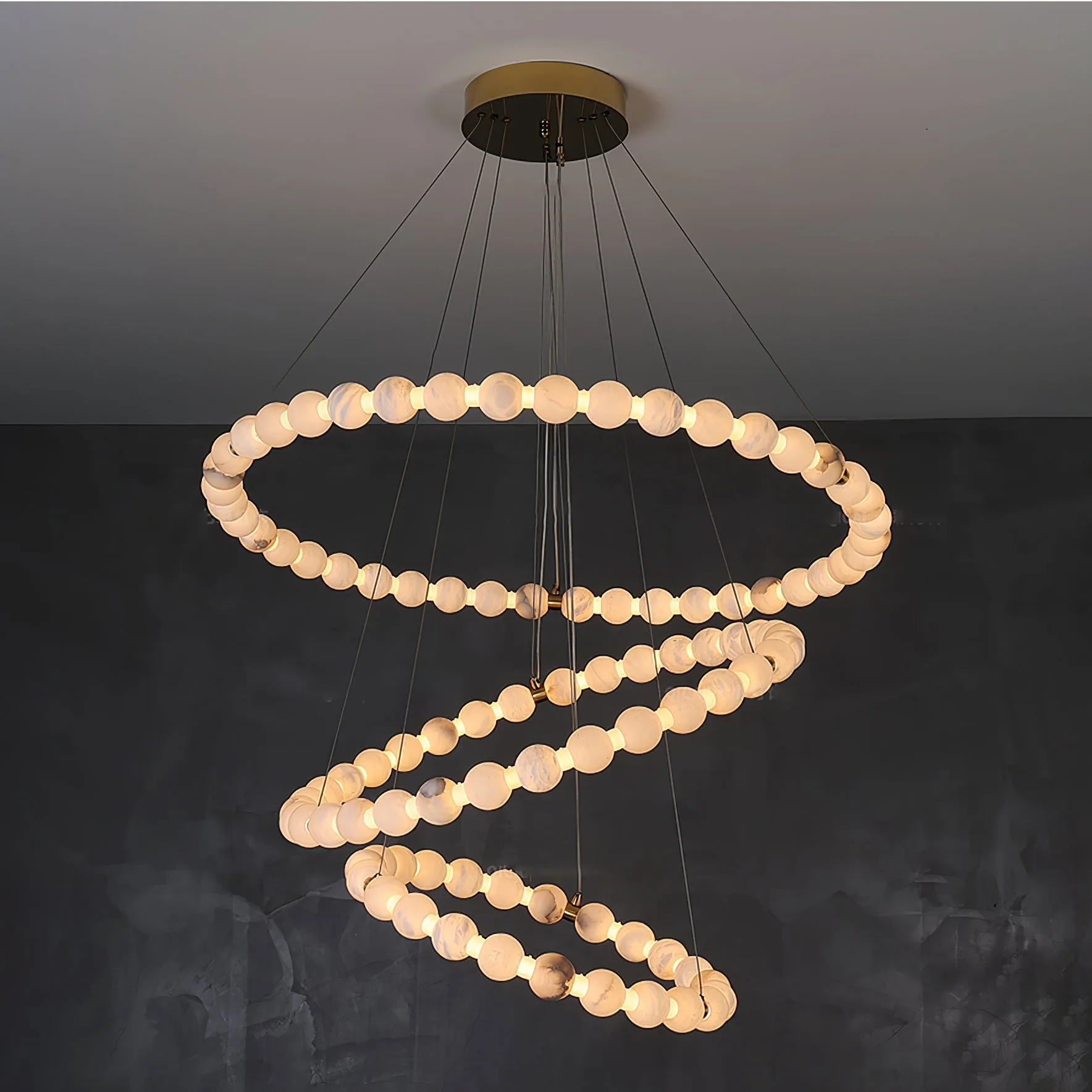 Luminous Pearl Alabaster Ring Chandelier image 6