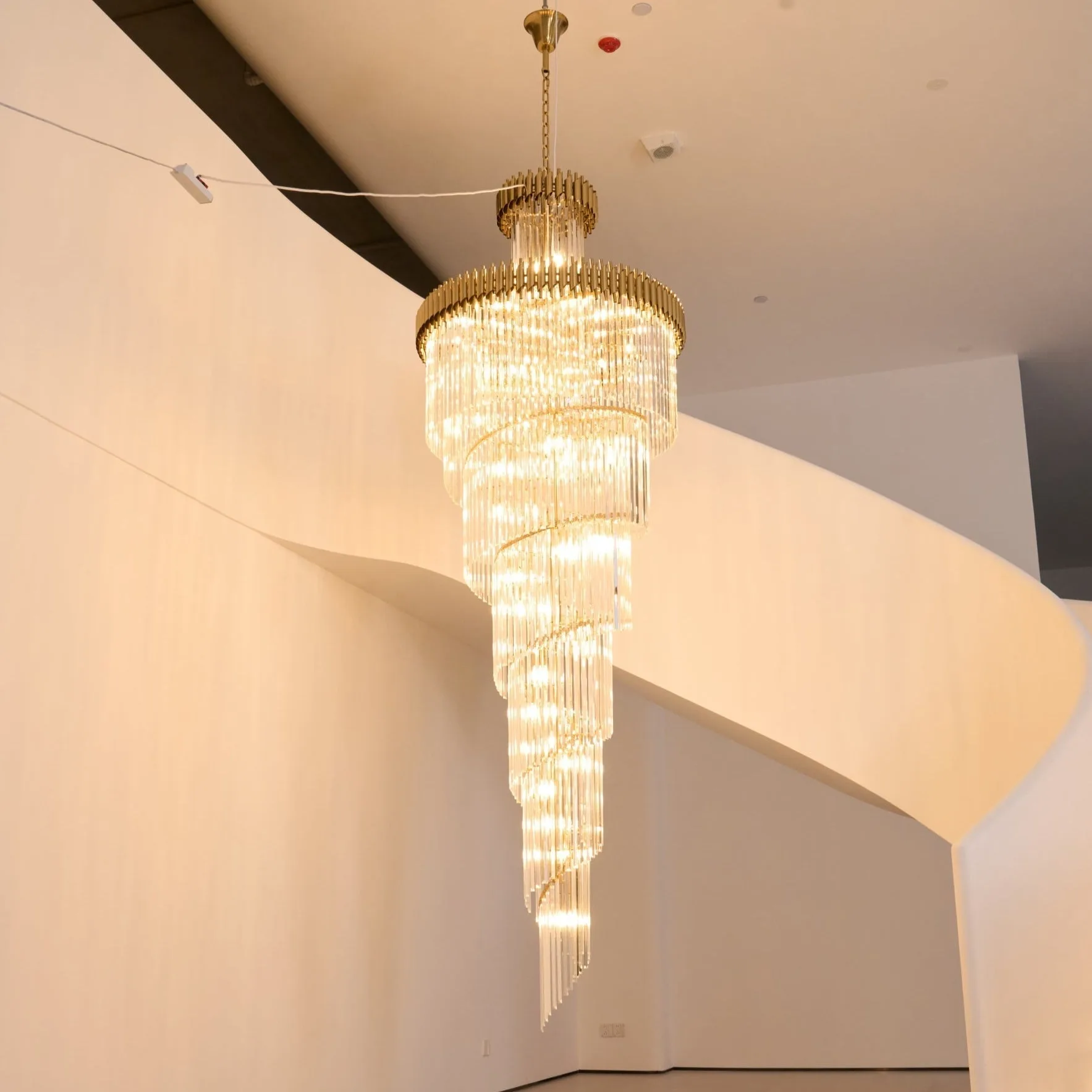 Gilded Spiral Glass Rod Chandelier image 2
