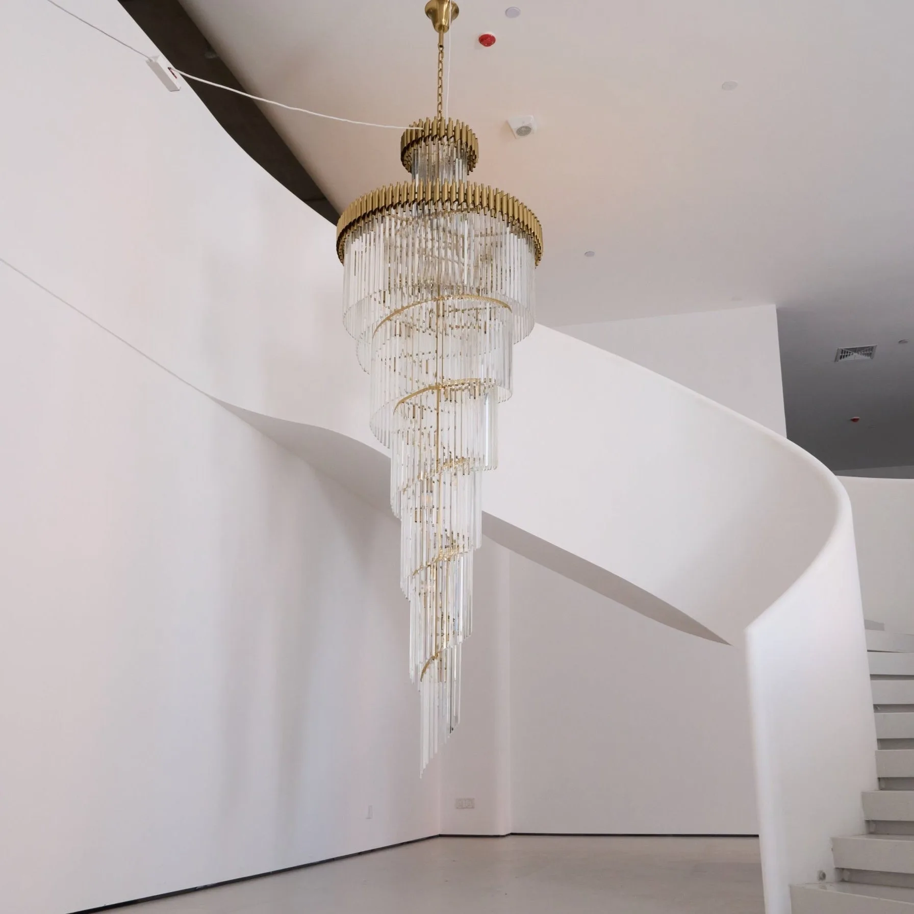 Gilded Spiral Glass Rod Chandelier image 3