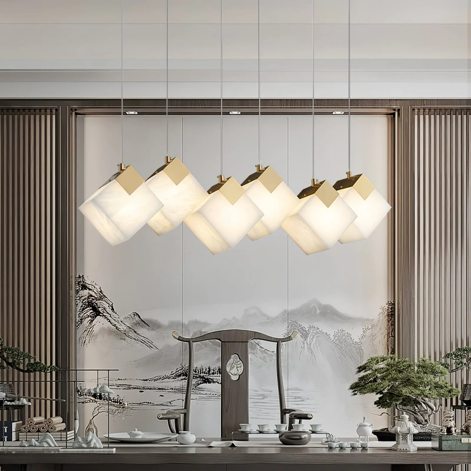 Luminous Alabaster Cube Chandelier image 3