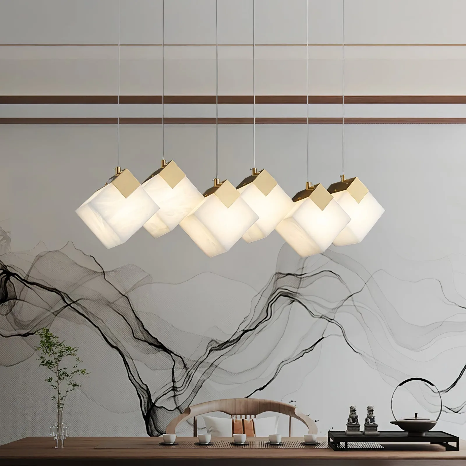 Luminous Alabaster Cube Chandelier image 2