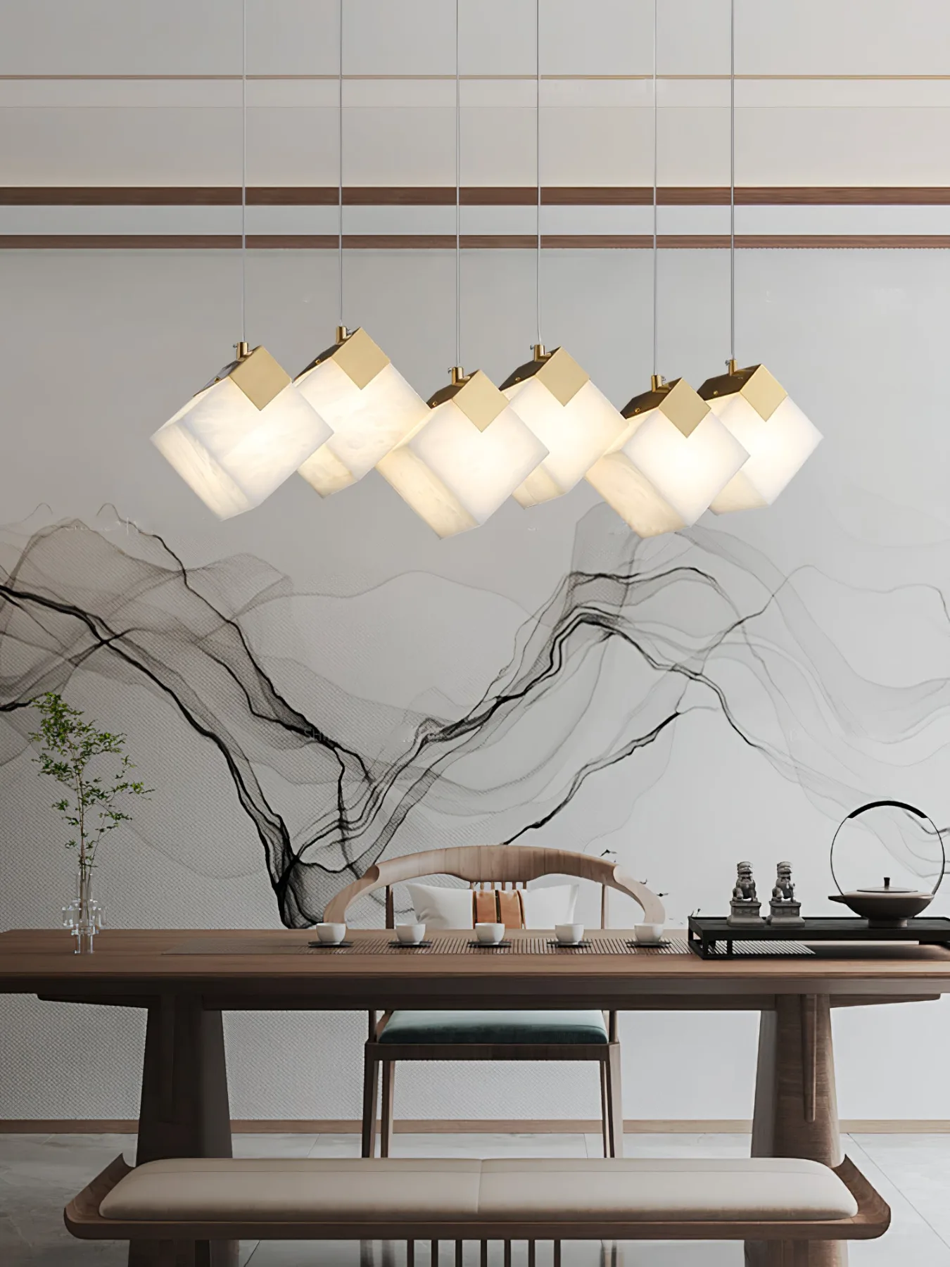 Luminous Alabaster Cube Chandelier image 6