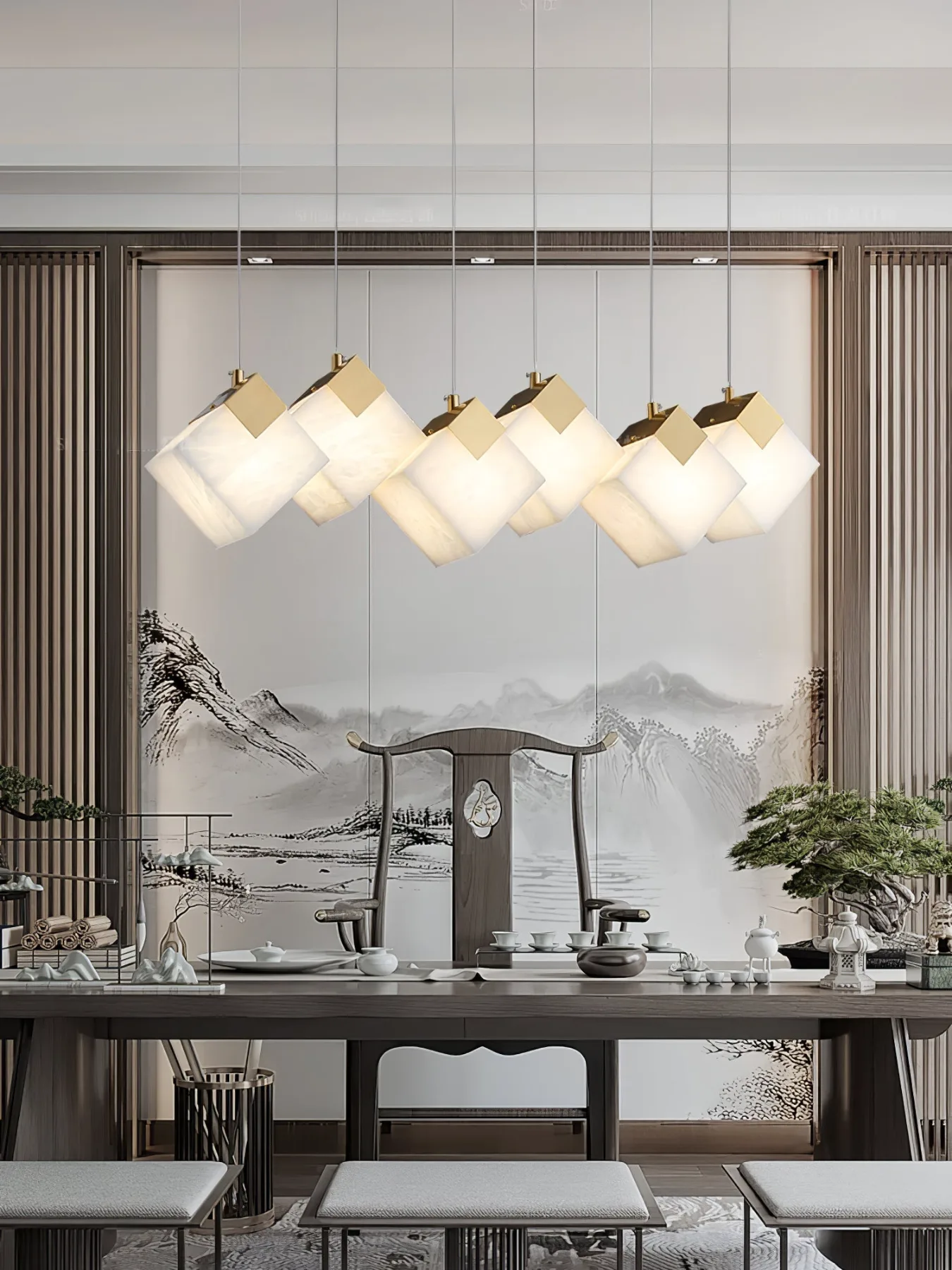 Luminous Alabaster Cube Chandelier image 7