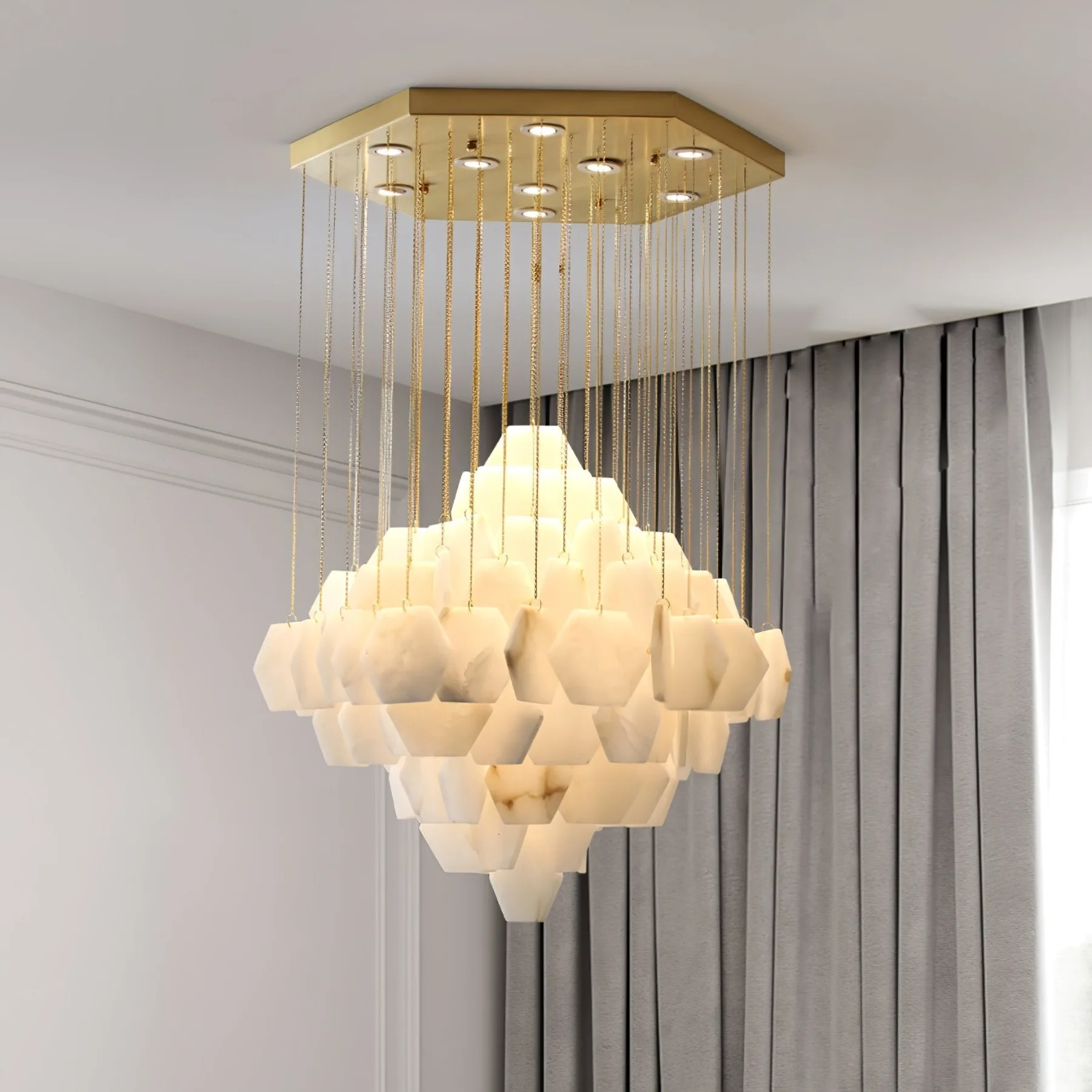 Luminous Alabaster Cluster Chandelier custom chandeliers