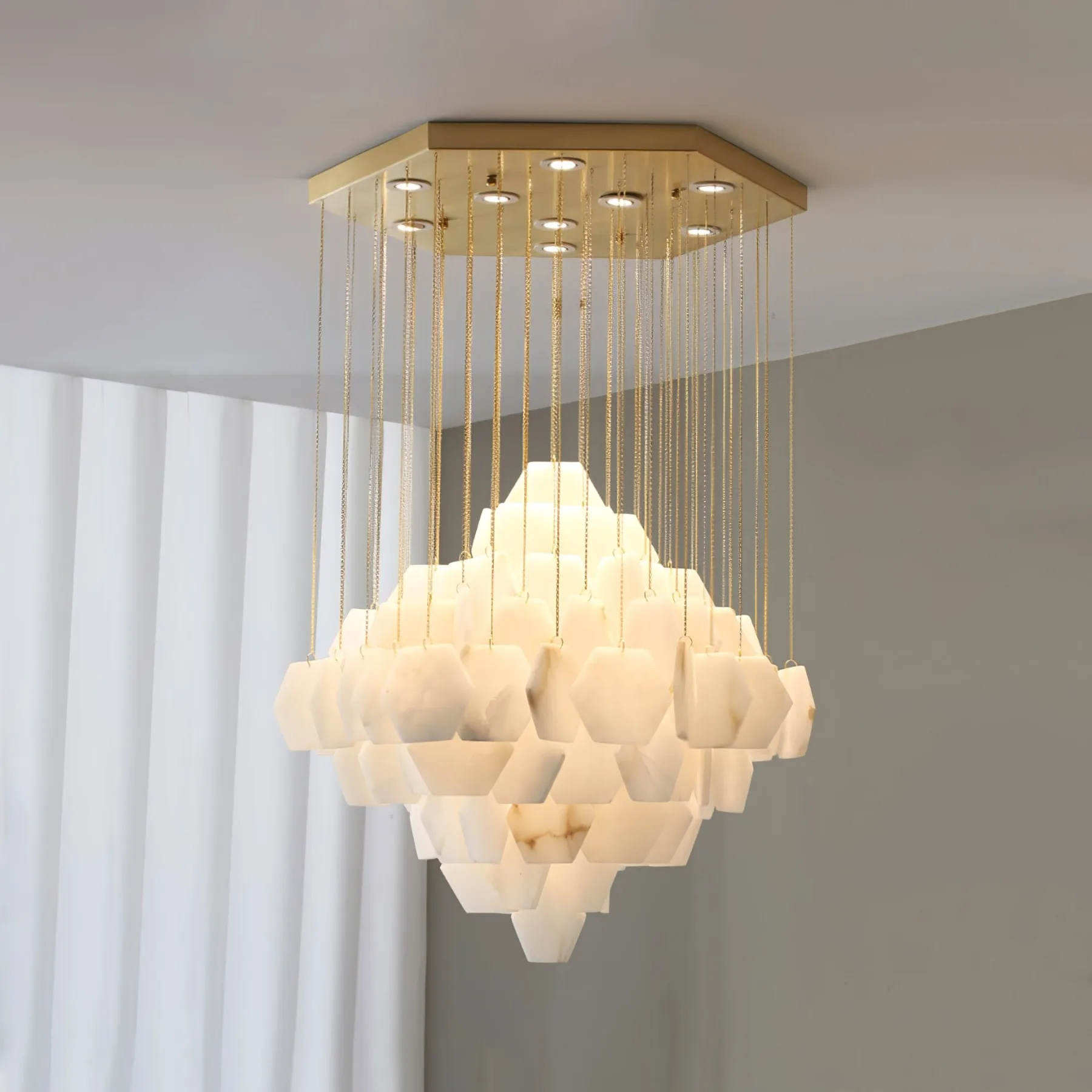 Luminous Alabaster Cluster Chandelier image 2