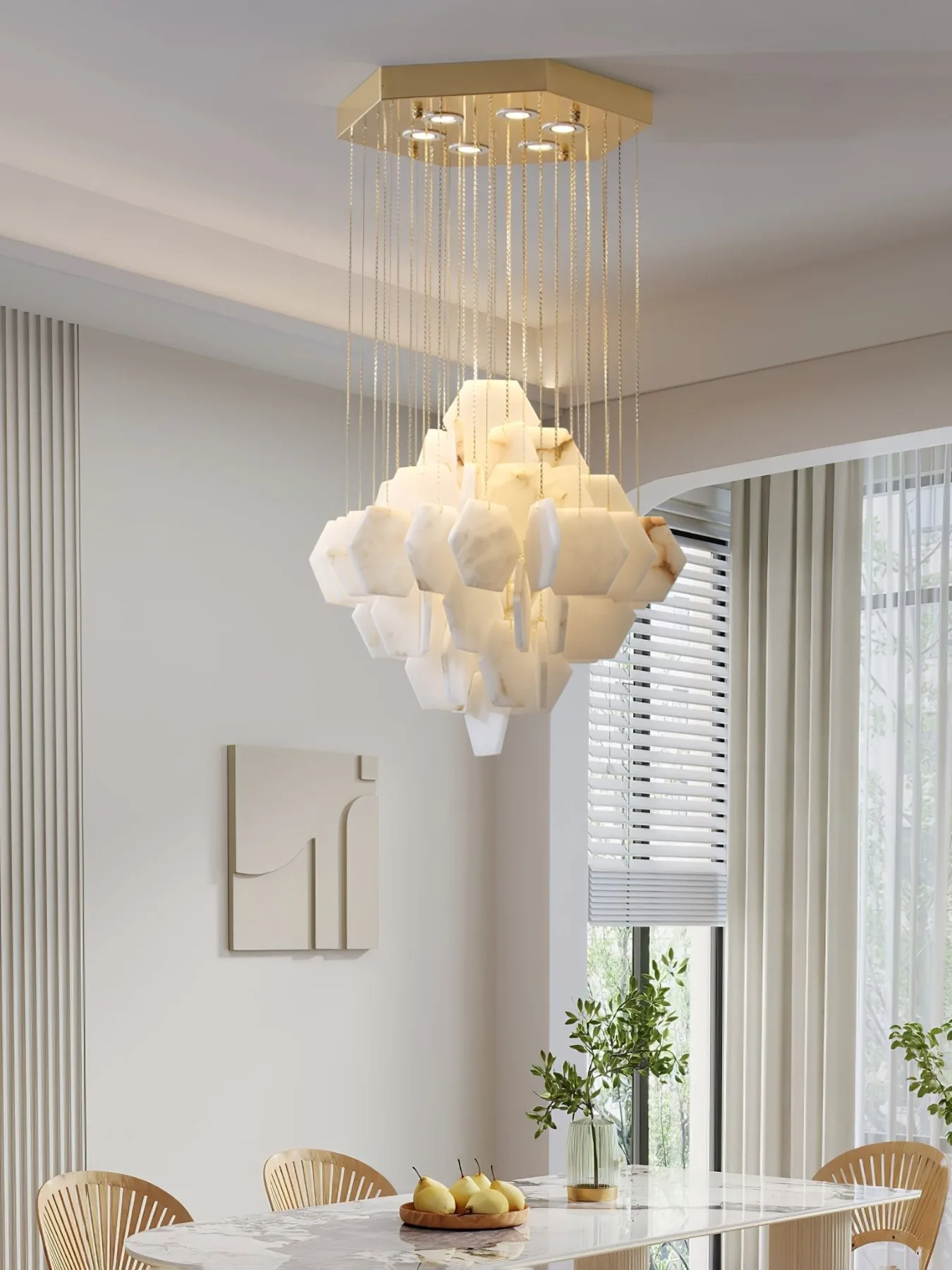 Luminous Alabaster Cluster Chandelier image 8
