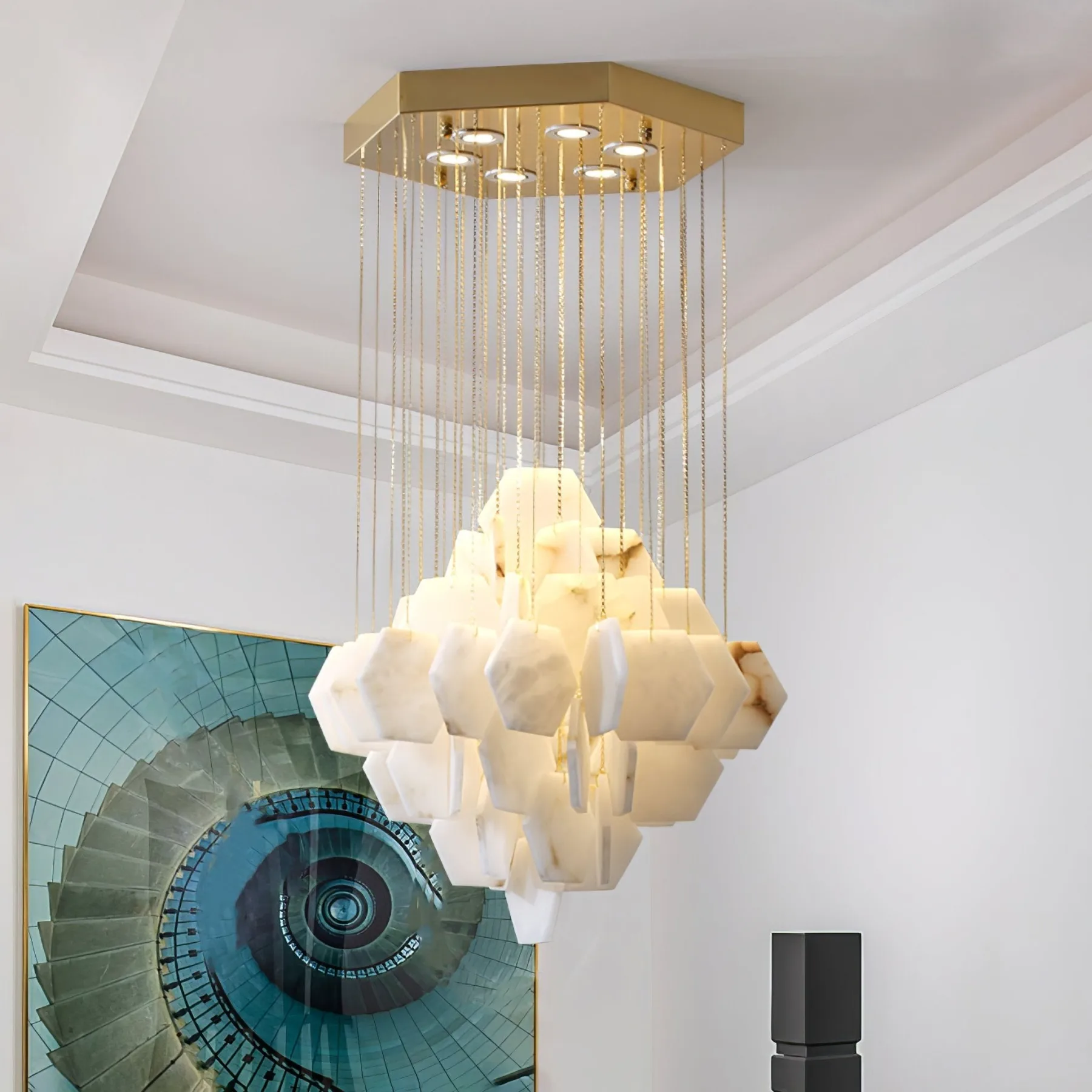 Luminous Alabaster Cluster Chandelier image 3