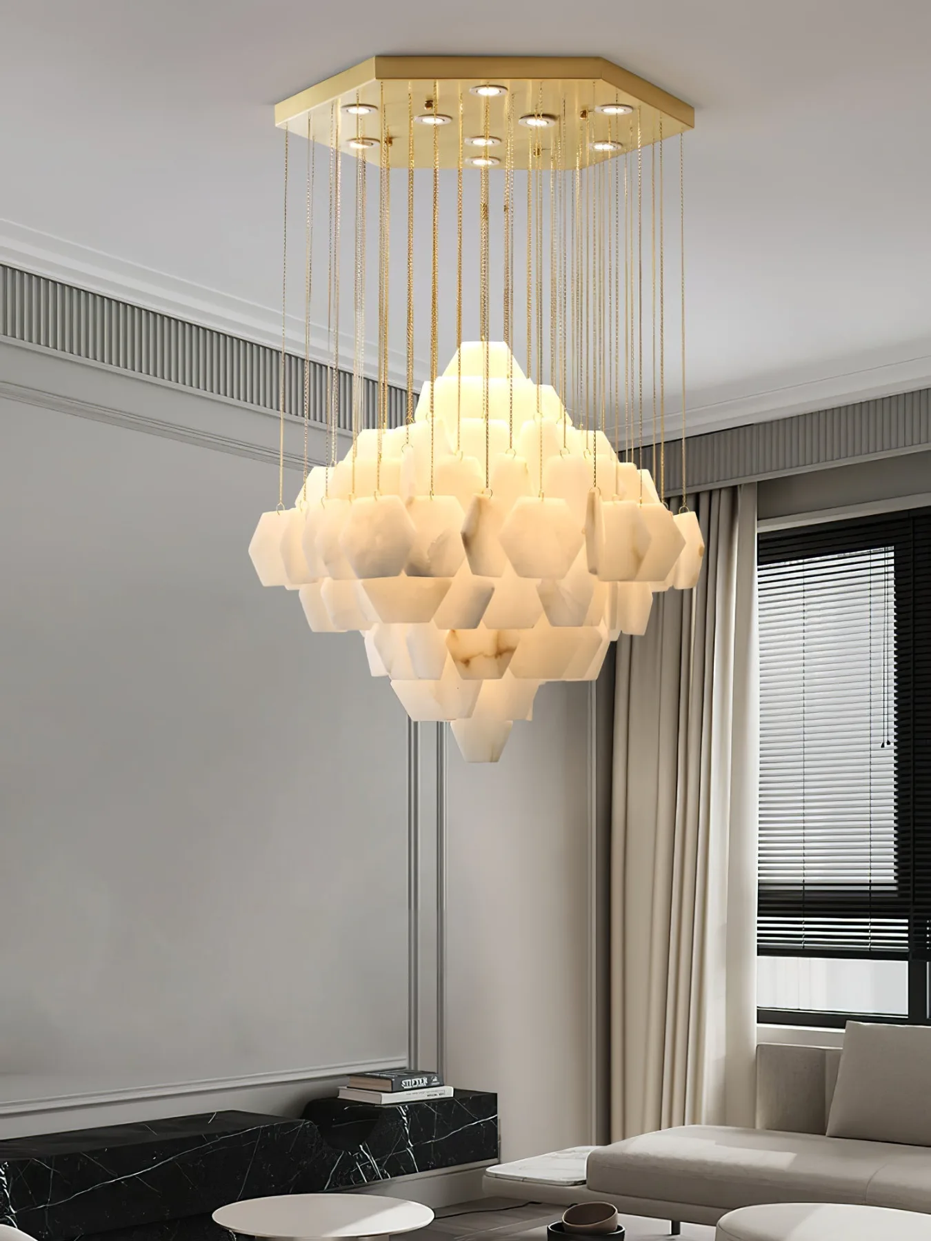 Luminous Alabaster Cluster Chandelier image 4