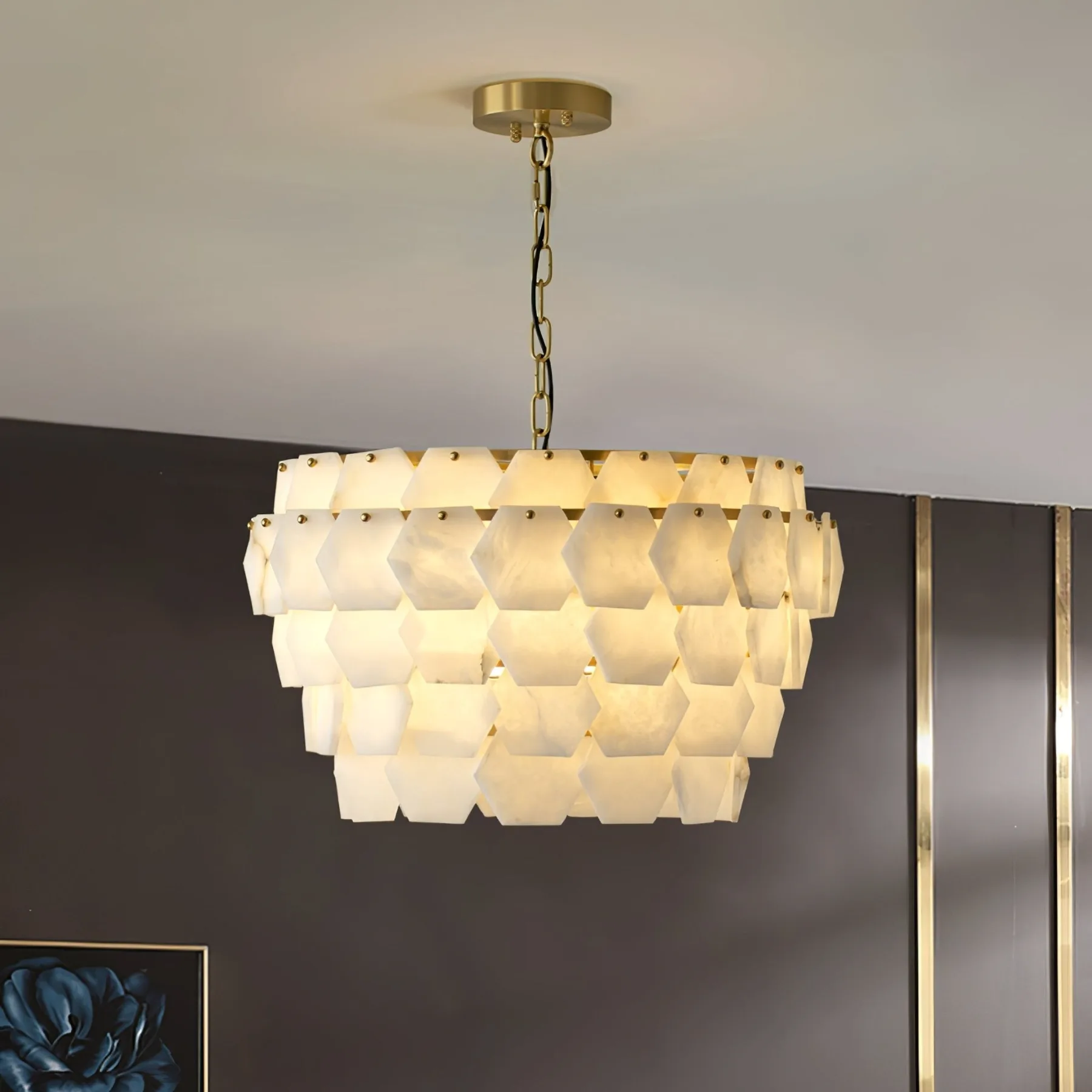 Luminous Alabaster Scale Chandelier image 2
