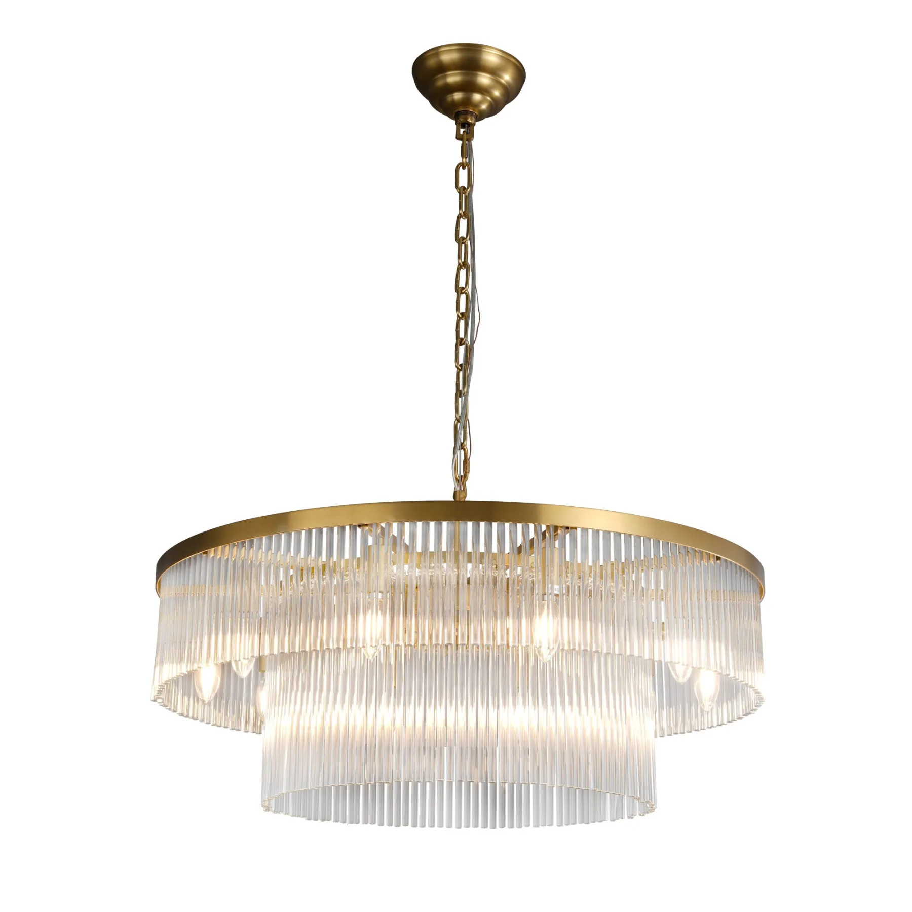 Gilded Ribbed Glass Chandelier custom chandeliers