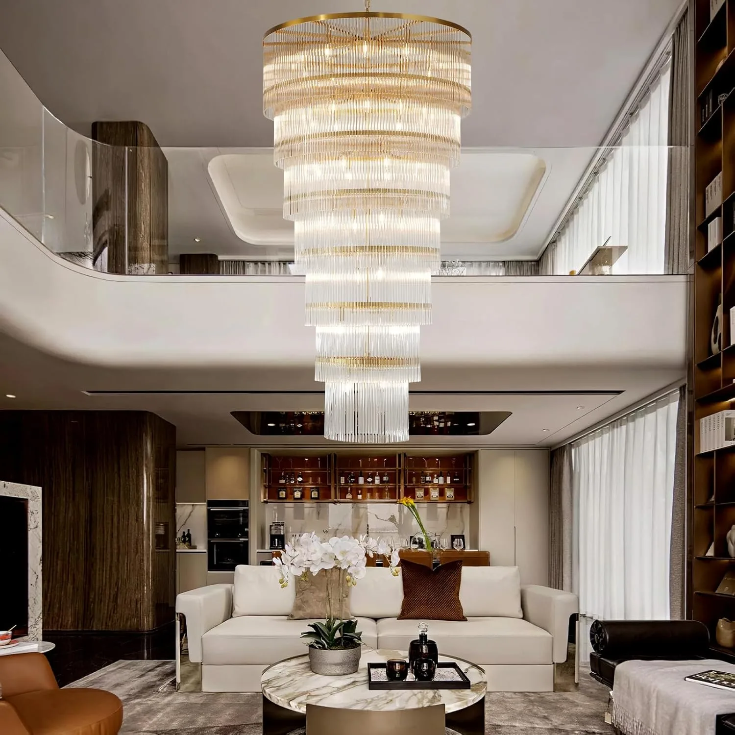 Luminous Crystal Cascade Chandelier image 4