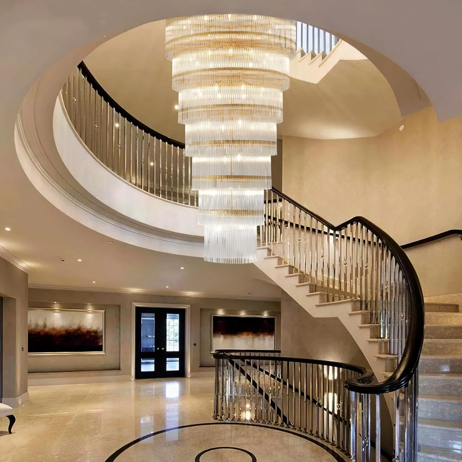 Luminous Crystal Cascade Chandelier image 2