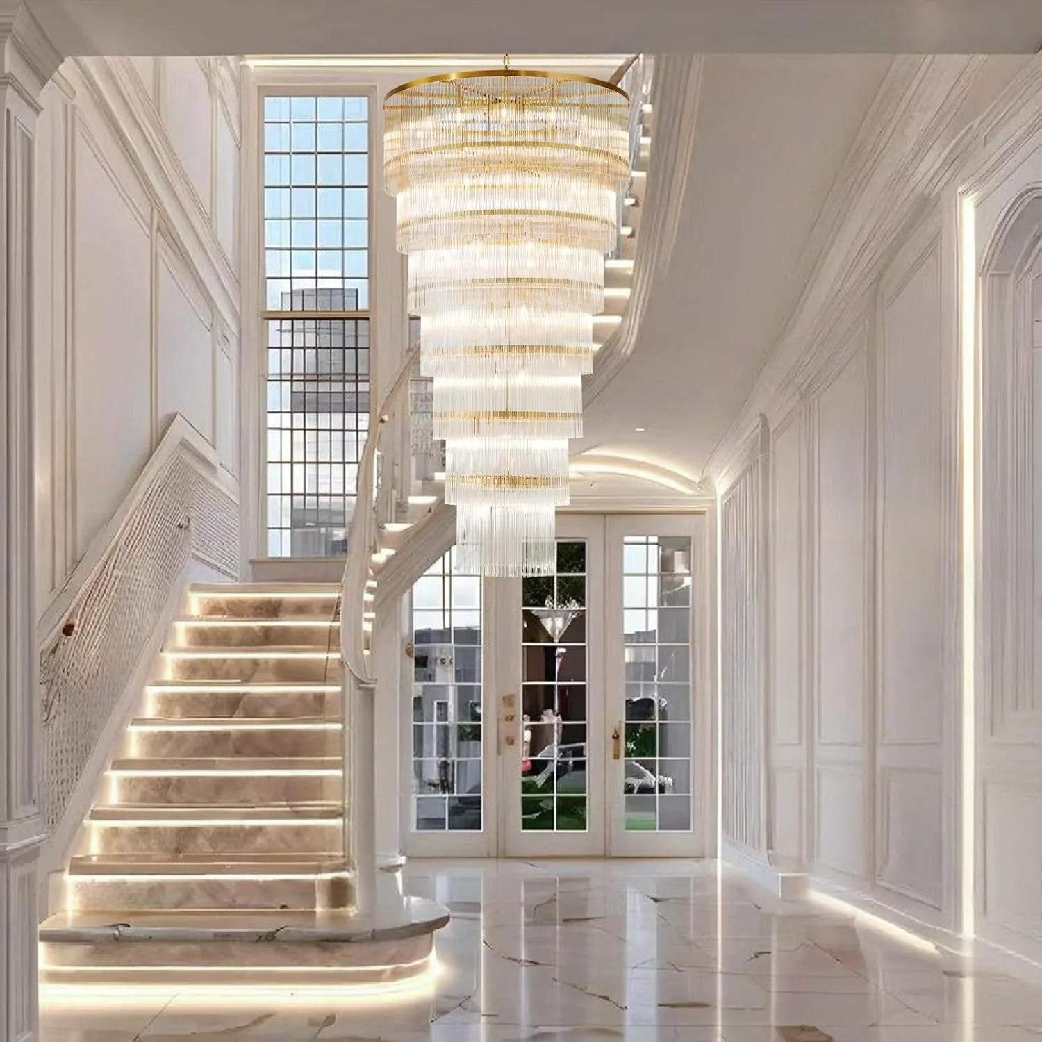 Luminous Crystal Cascade Chandelier image 3