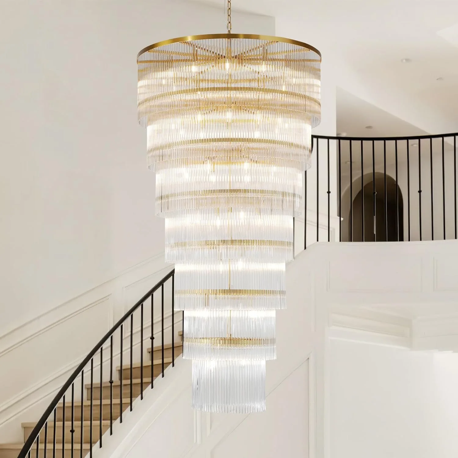 Luminous Crystal Cascade Chandelier custom chandeliers