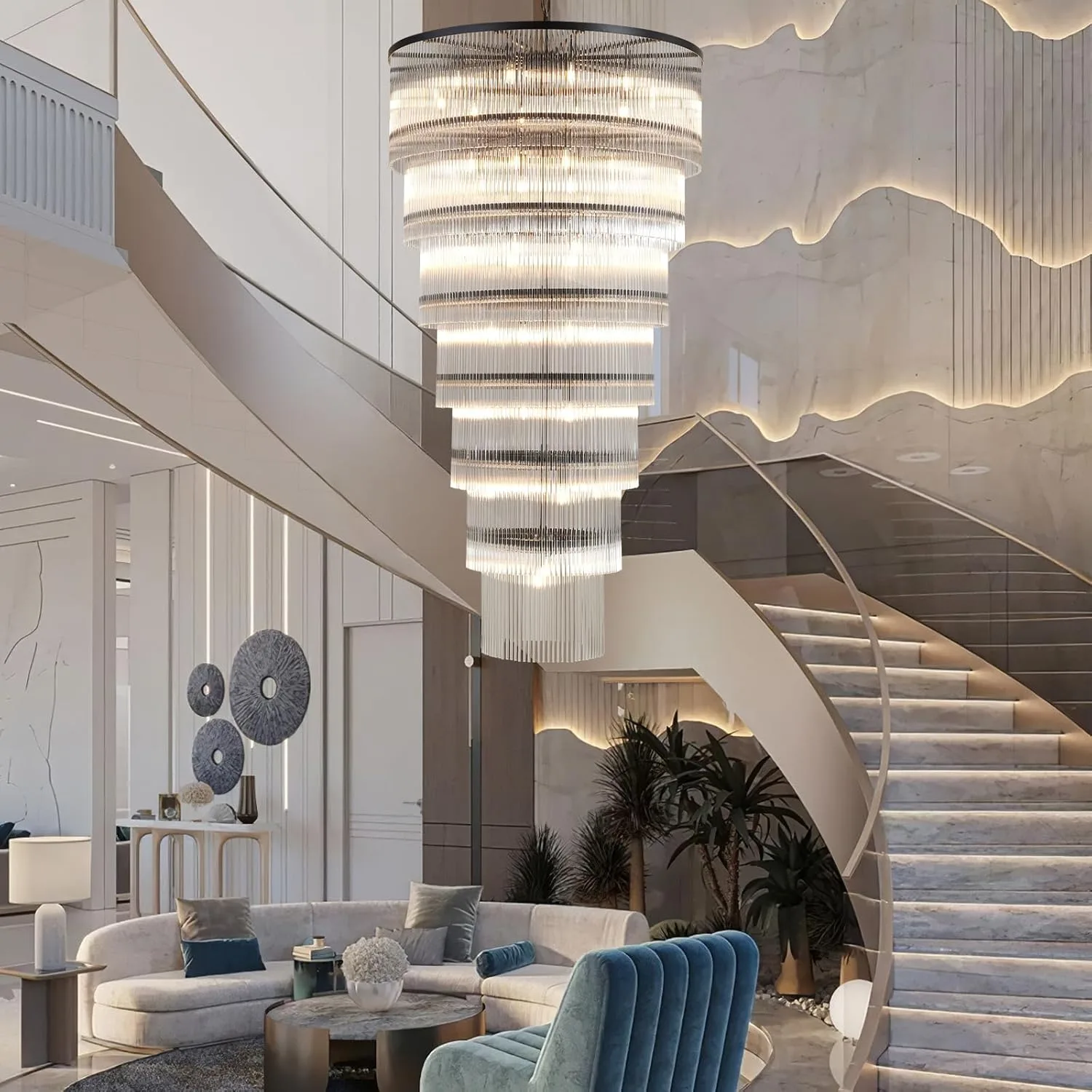 Luminous Crystal Cascade Chandelier image 7