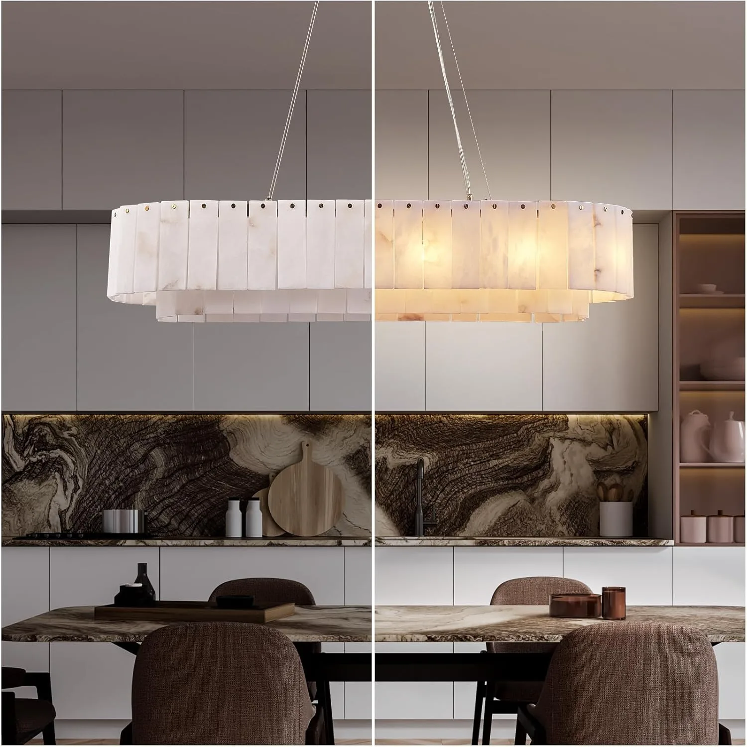 Luminous Alabaster Oval Chandelier image 2