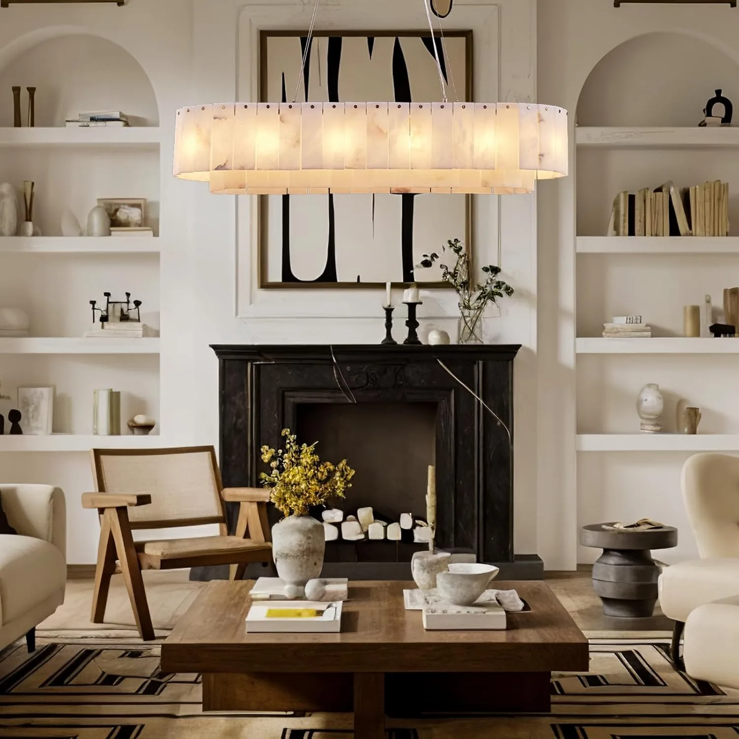 Luminous Alabaster Oval Chandelier image 3