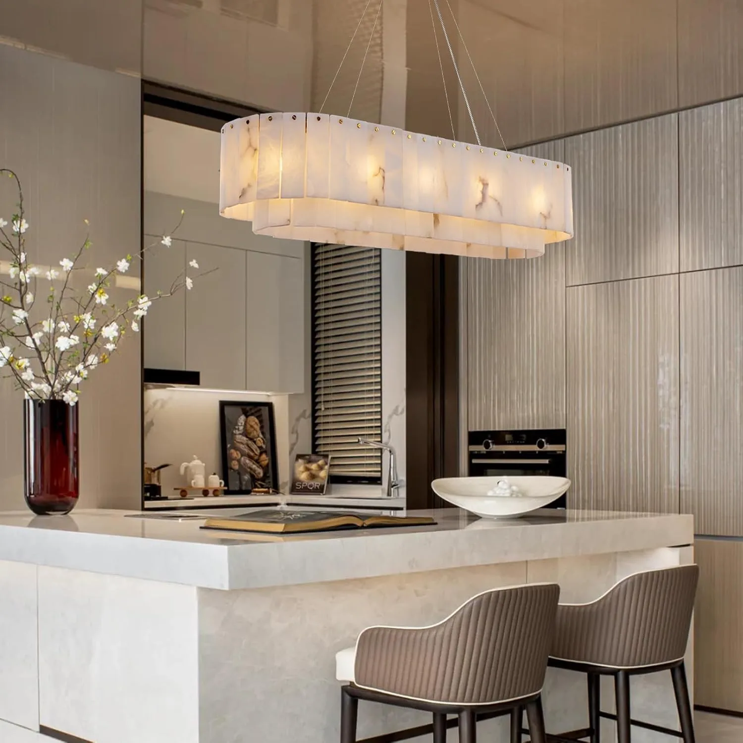 Luminous Alabaster Oval Chandelier image 4