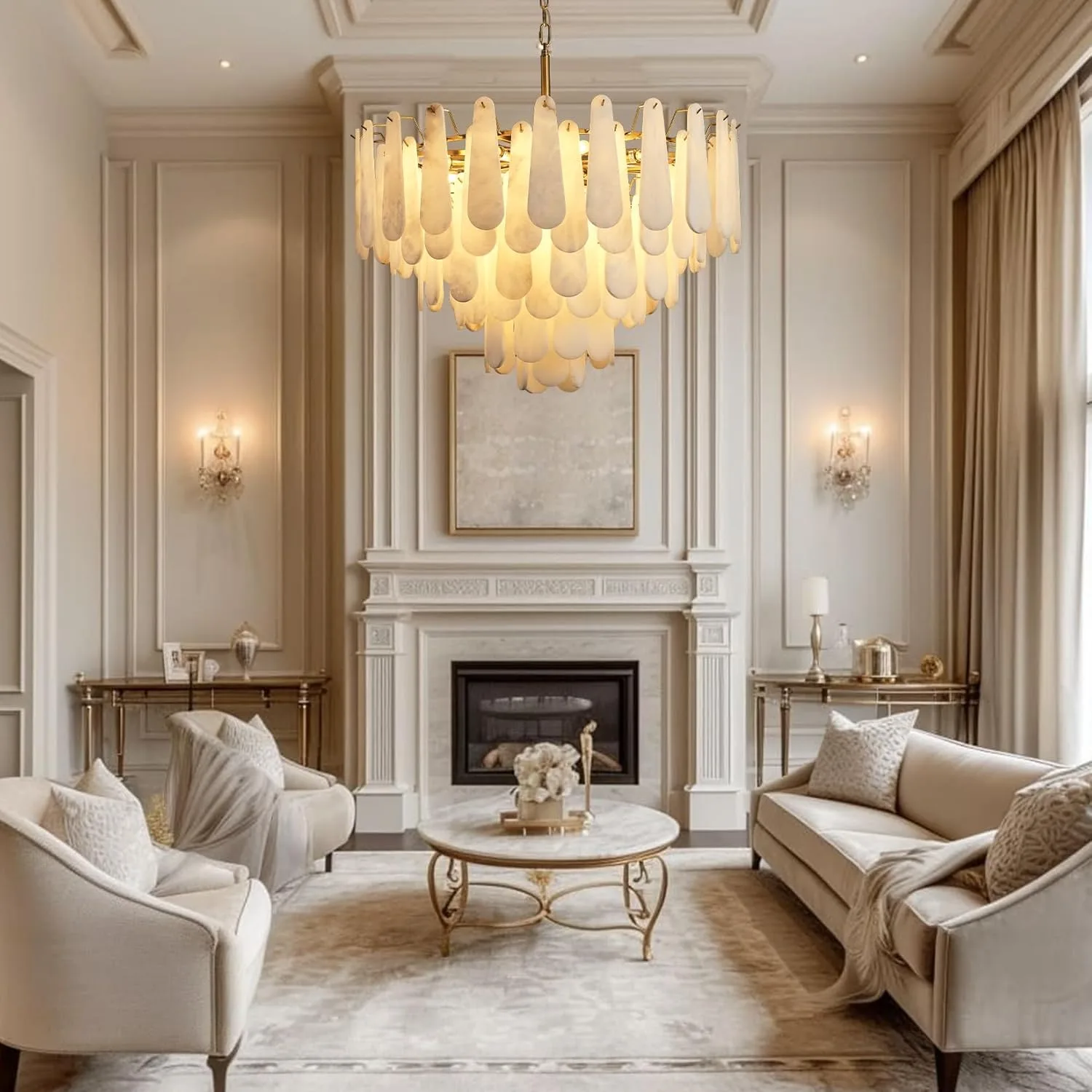 Pearl Droplet Alabaster Chandelier image 4
